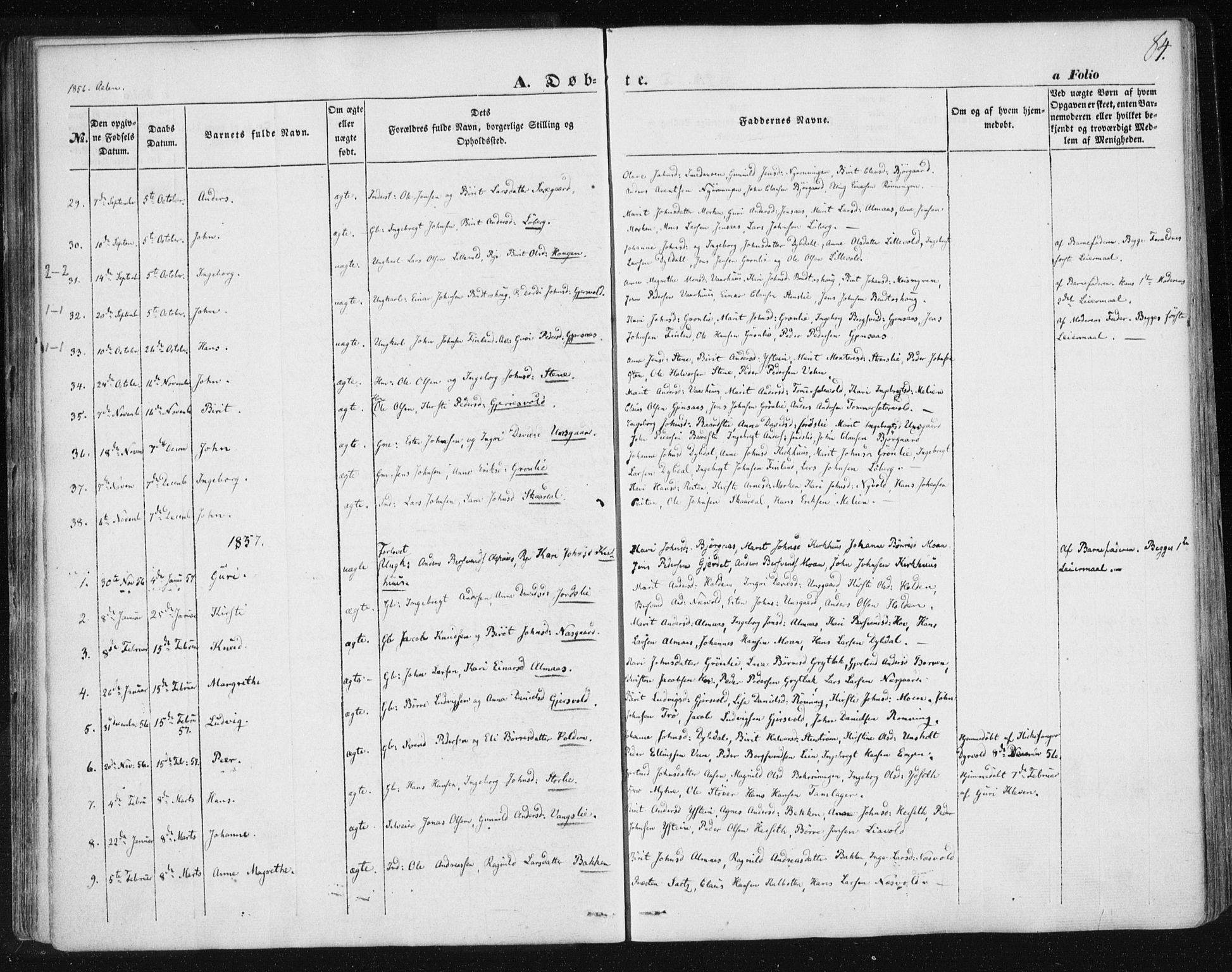 Ministerialprotokoller, klokkerbøker og fødselsregistre - Sør-Trøndelag, SAT/A-1456/685/L0965: Parish register (official) no. 685A06 /3, 1846-1859, p. 84