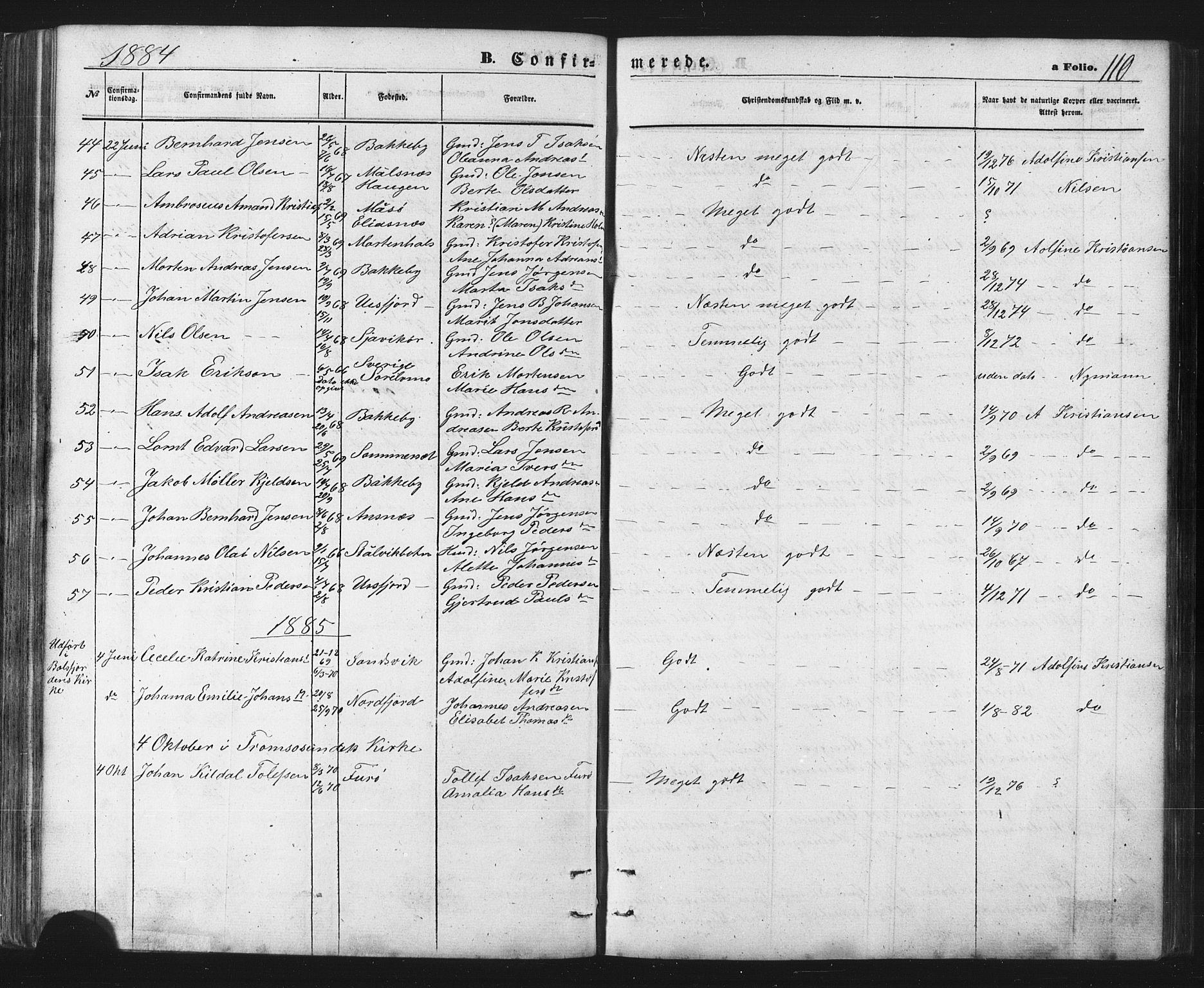Balsfjord sokneprestembete, SATØ/S-1303/G/Ga/L0002klokker: Parish register (copy) no. 2, 1870-1886, p. 110