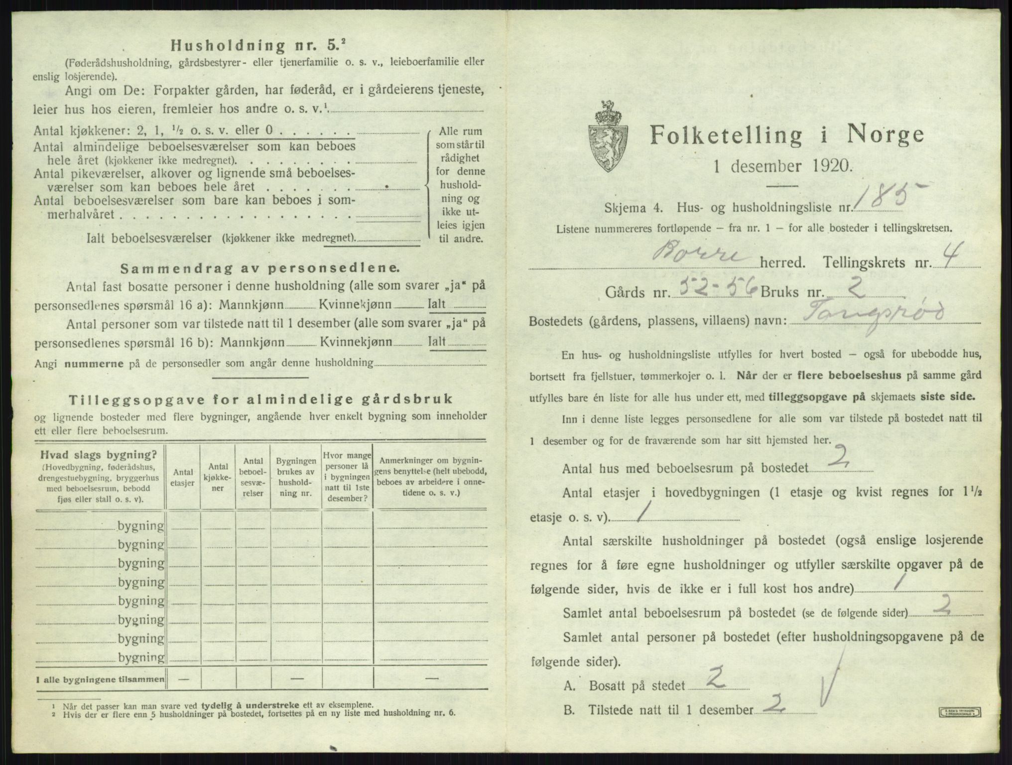 SAKO, 1920 census for Borre, 1920, p. 1360