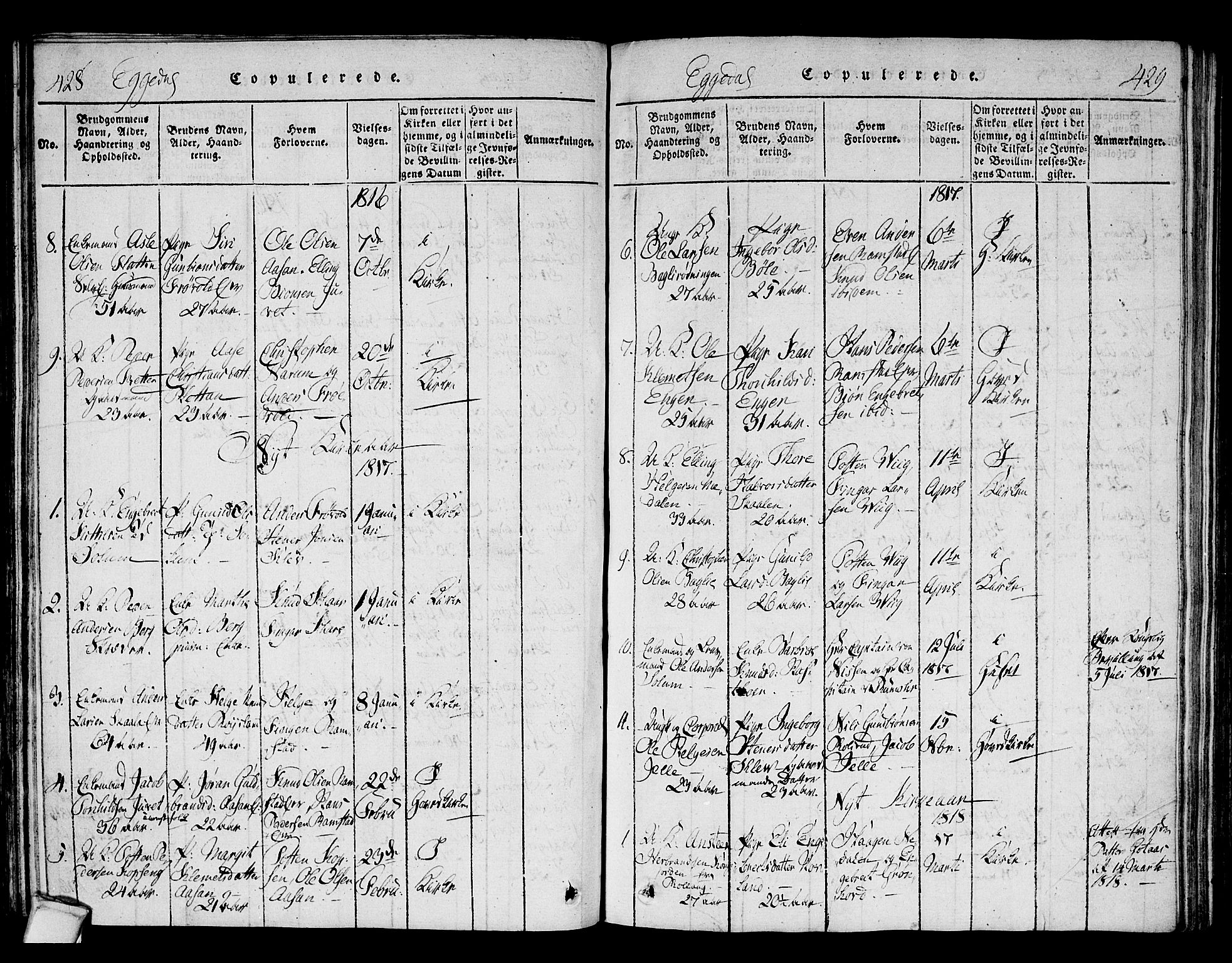 Sigdal kirkebøker, AV/SAKO-A-245/F/Fa/L0005: Parish register (official) no. I 5 /2, 1815-1829, p. 428-429