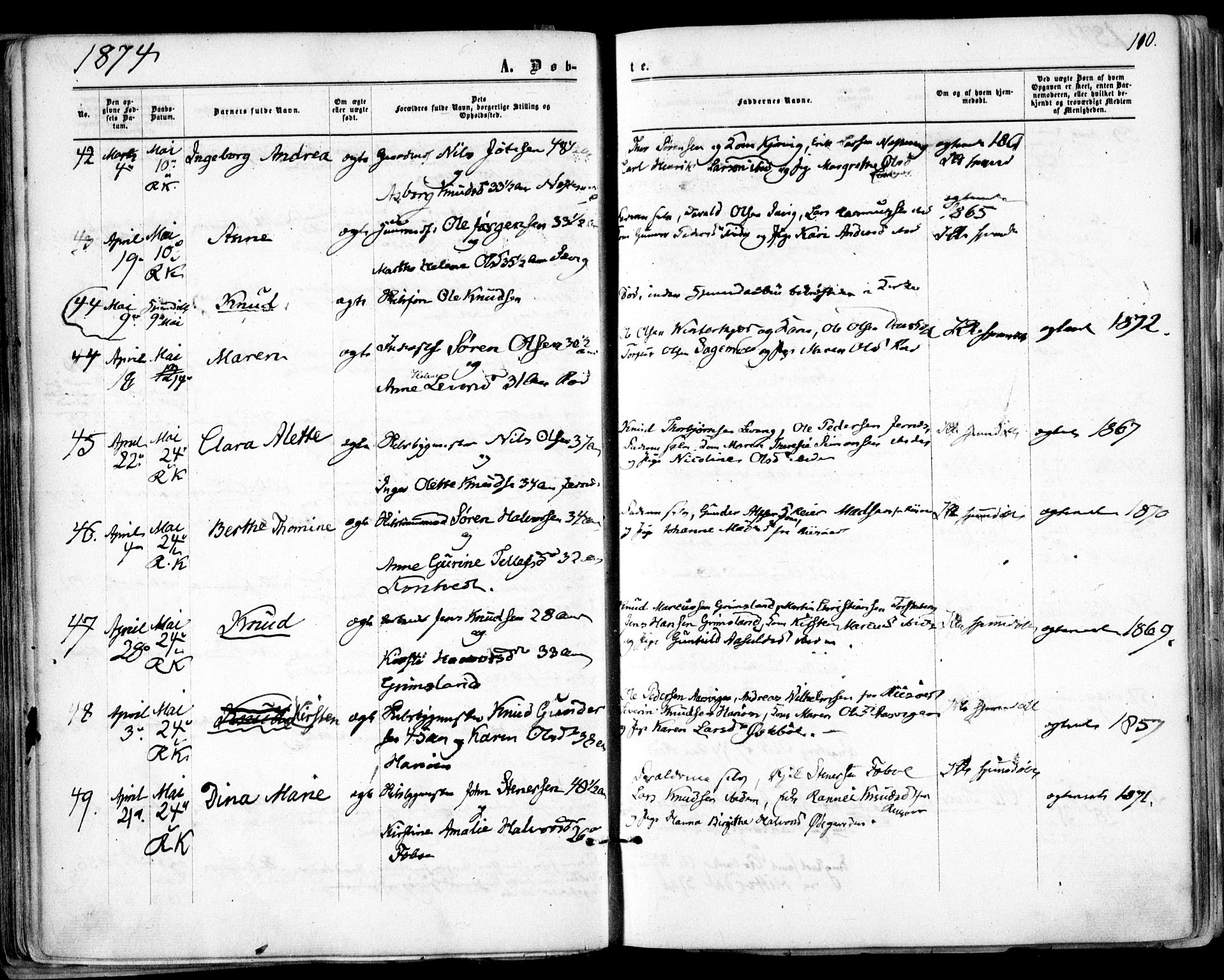 Søndeled sokneprestkontor, AV/SAK-1111-0038/F/Fa/L0003: Parish register (official) no. A 3, 1861-1879, p. 110