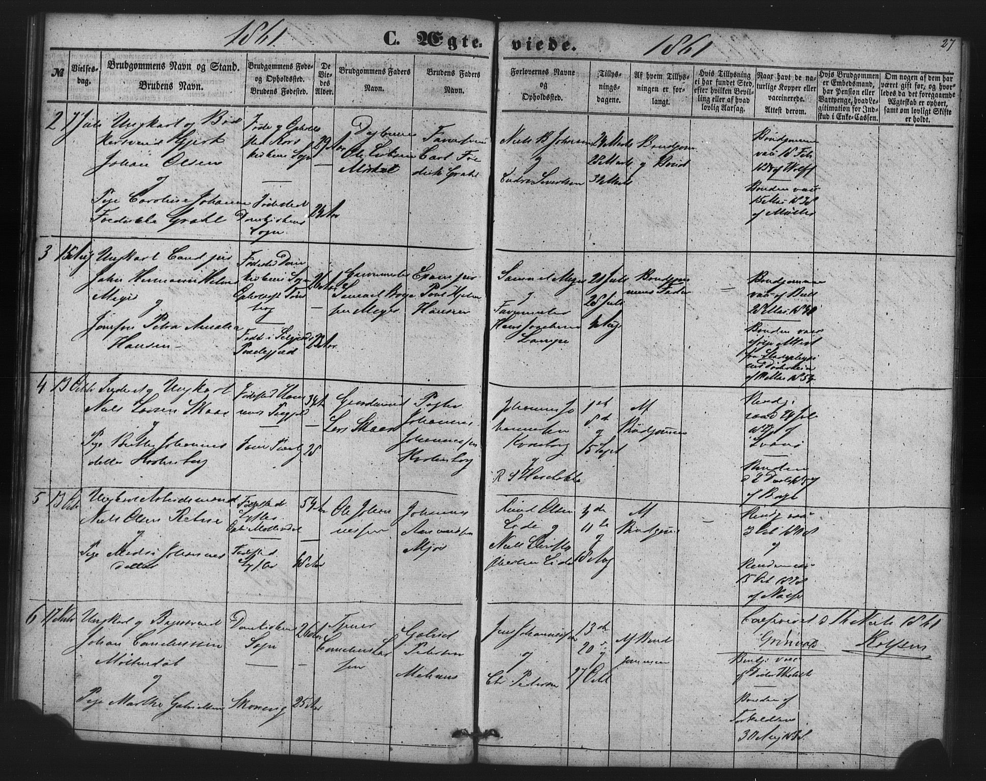 St. Jørgens hospital og Årstad sokneprestembete, AV/SAB-A-99934: Parish register (copy) no. A 7, 1854-1886, p. 27