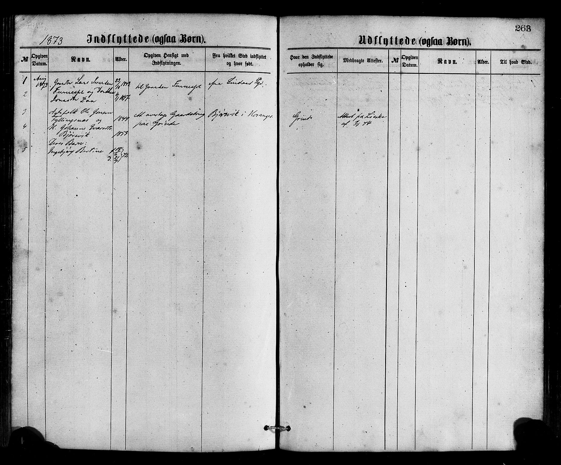 Gulen sokneprestembete, SAB/A-80201/H/Haa/Haaa/L0023: Parish register (official) no. A 23, 1870-1880, p. 263