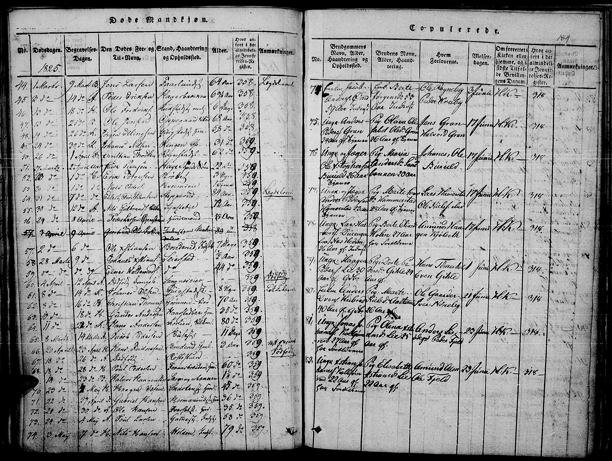 Toten prestekontor, SAH/PREST-102/H/Ha/Haa/L0010: Parish register (official) no. 10, 1820-1828, p. 184