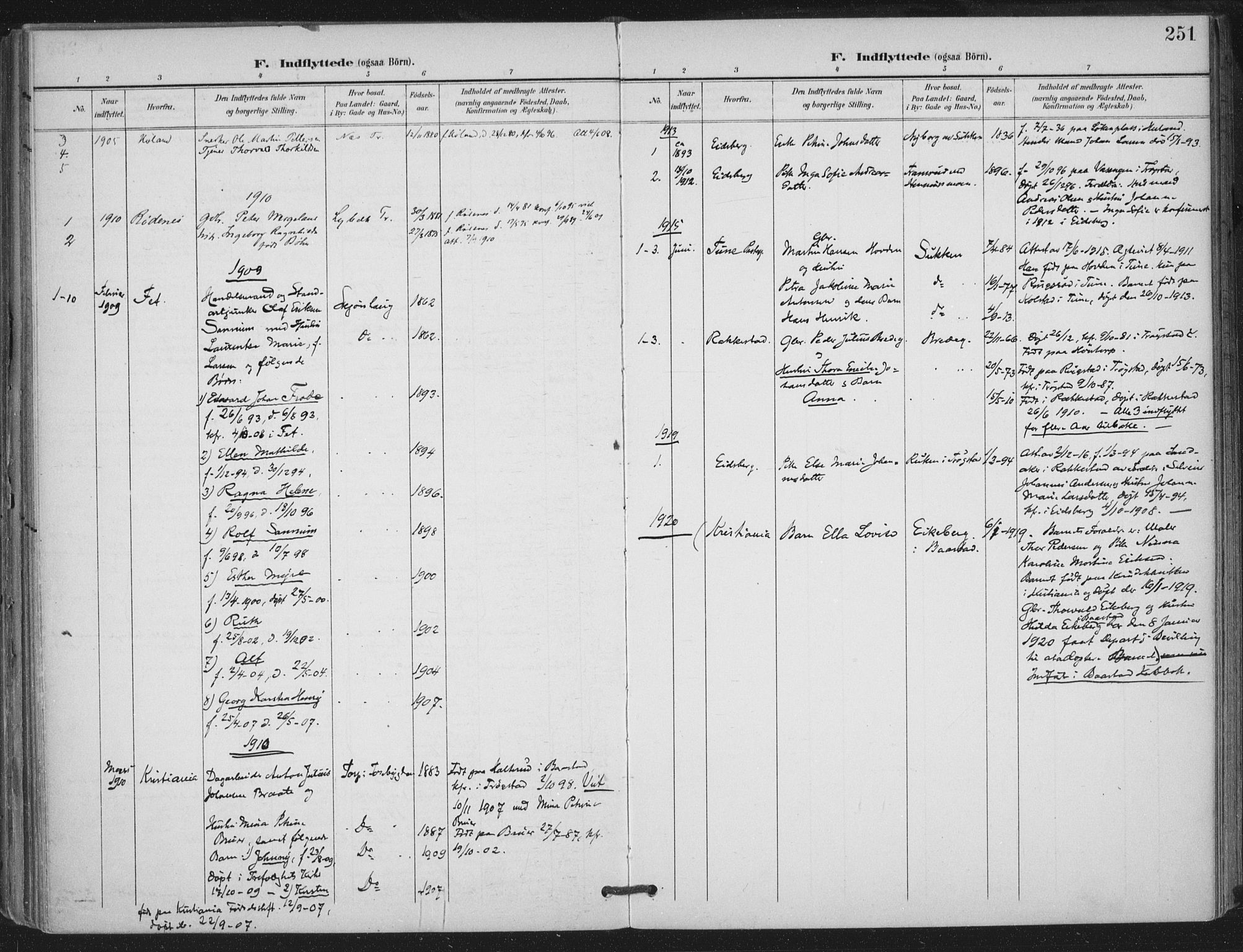 Trøgstad prestekontor Kirkebøker, AV/SAO-A-10925/F/Fa/L0011: Parish register (official) no. I 11, 1899-1919, p. 251