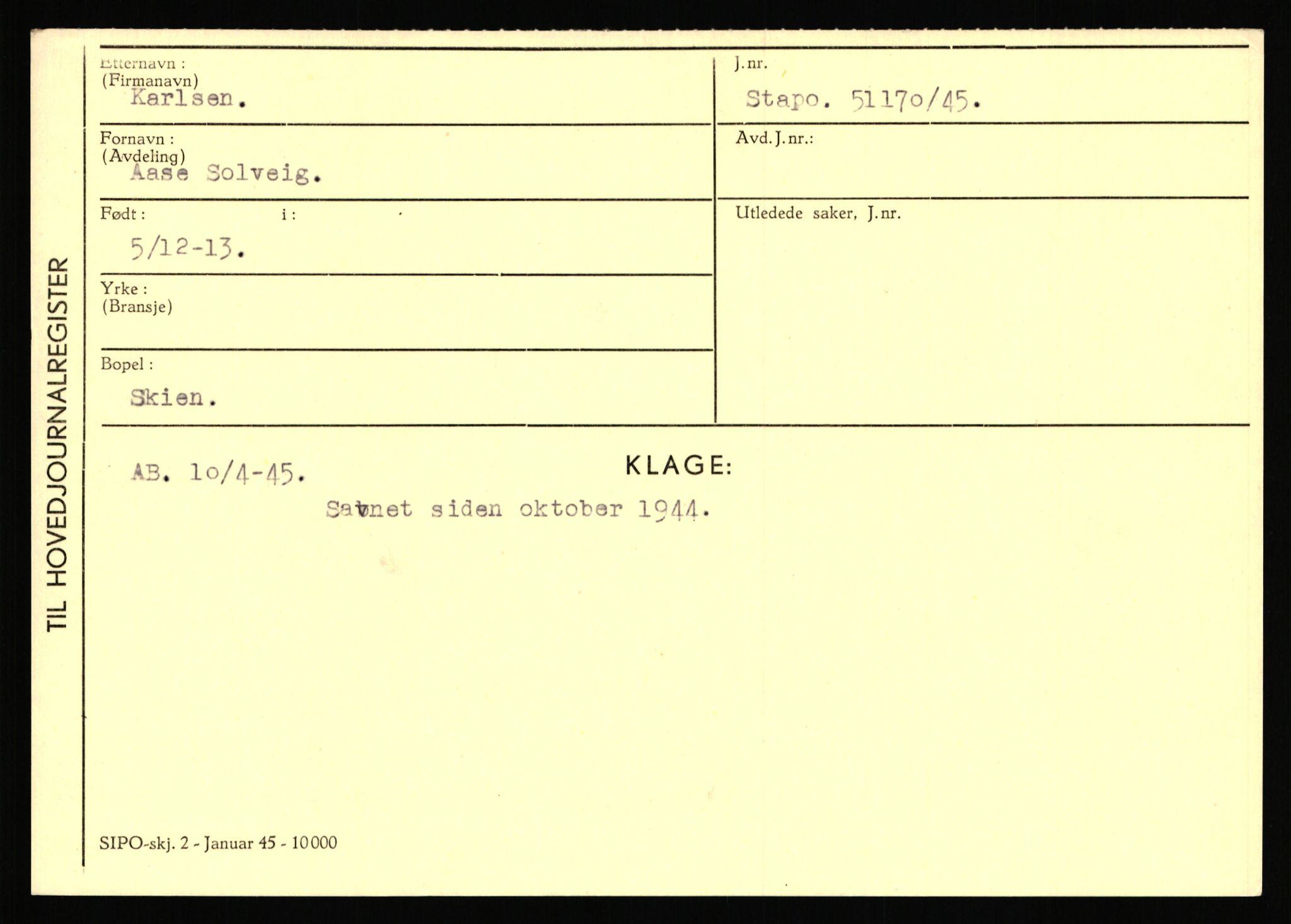 Statspolitiet - Hovedkontoret / Osloavdelingen, AV/RA-S-1329/C/Ca/L0008: Johan(nes)sen - Knoph, 1943-1945, p. 3270