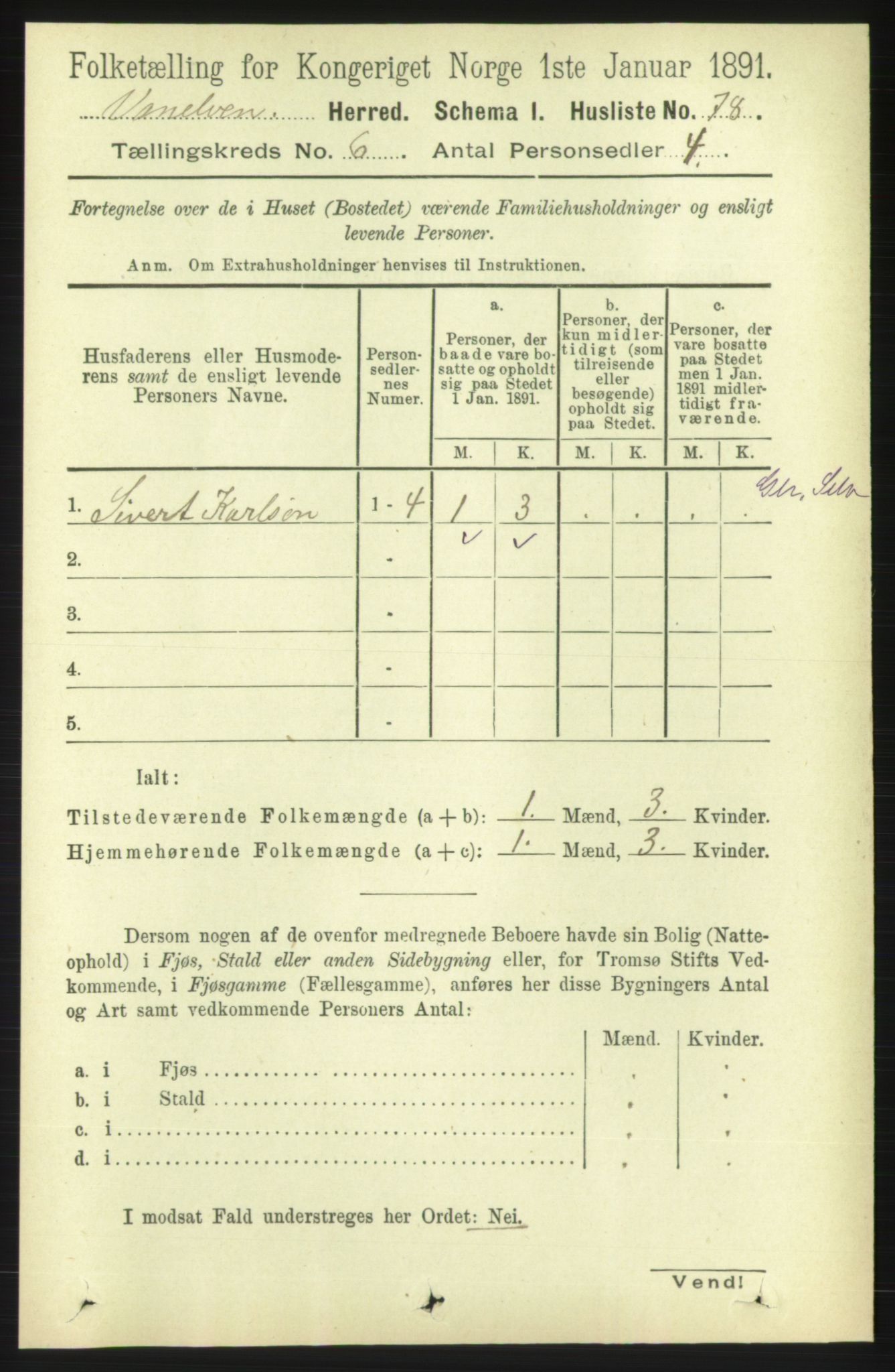 RA, 1891 census for 1511 Vanylven, 1891, p. 2693