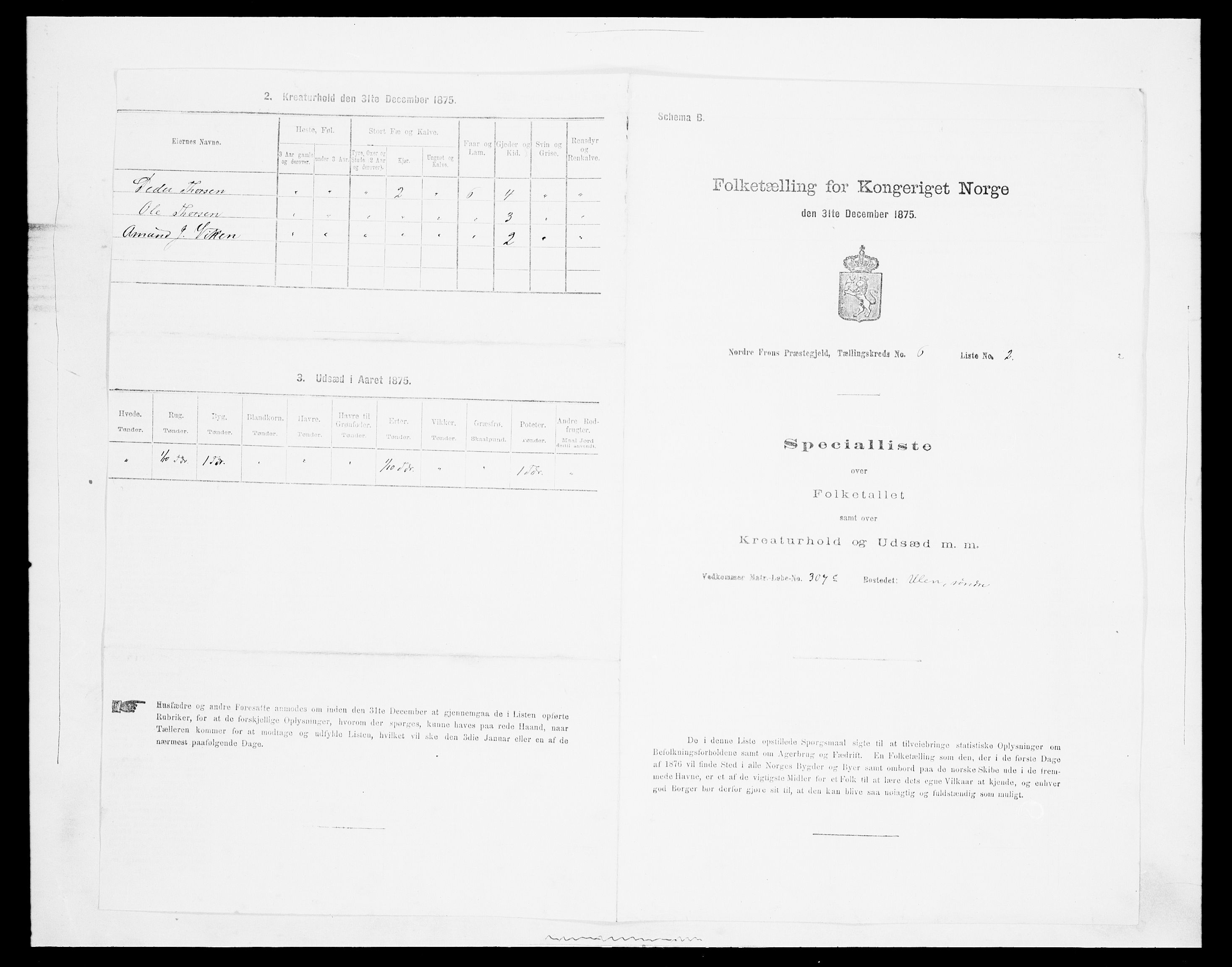 SAH, 1875 census for 0518P Nord-Fron, 1875, p. 926