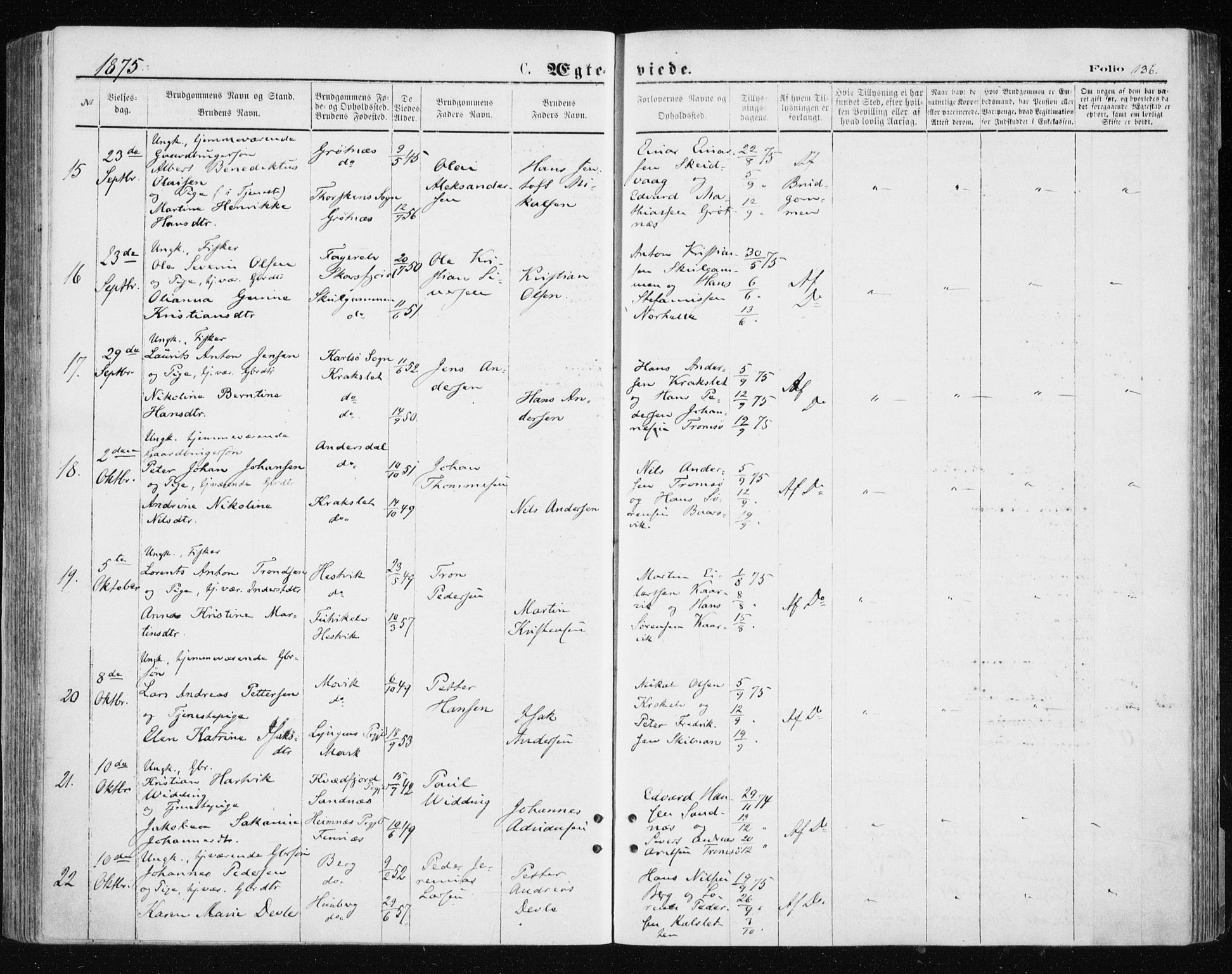 Tromsøysund sokneprestkontor, SATØ/S-1304/G/Ga/L0003kirke: Parish register (official) no. 3, 1875-1880, p. 136