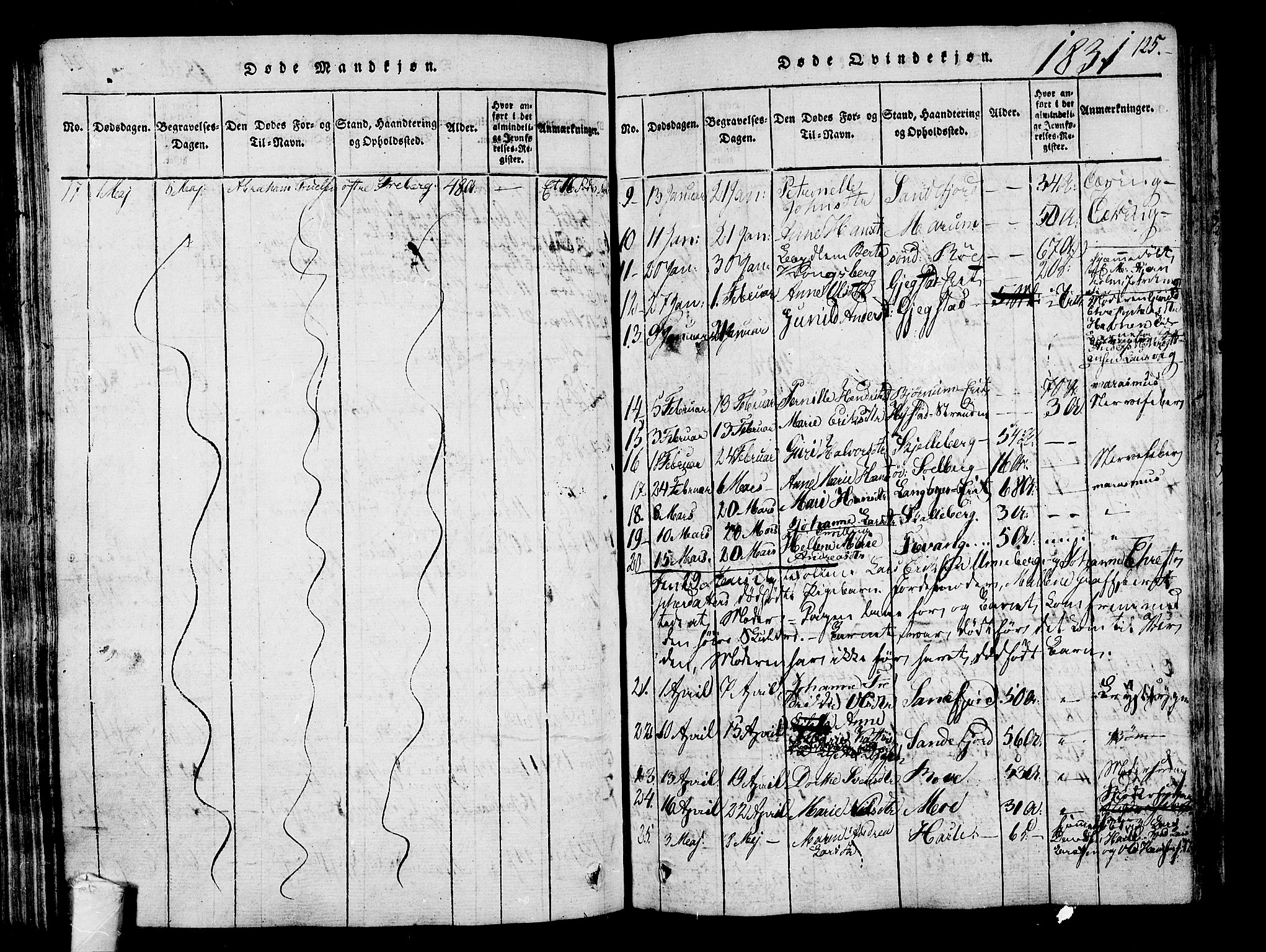 Sandar kirkebøker, AV/SAKO-A-243/F/Fa/L0004: Parish register (official) no. 4, 1814-1832, p. 125