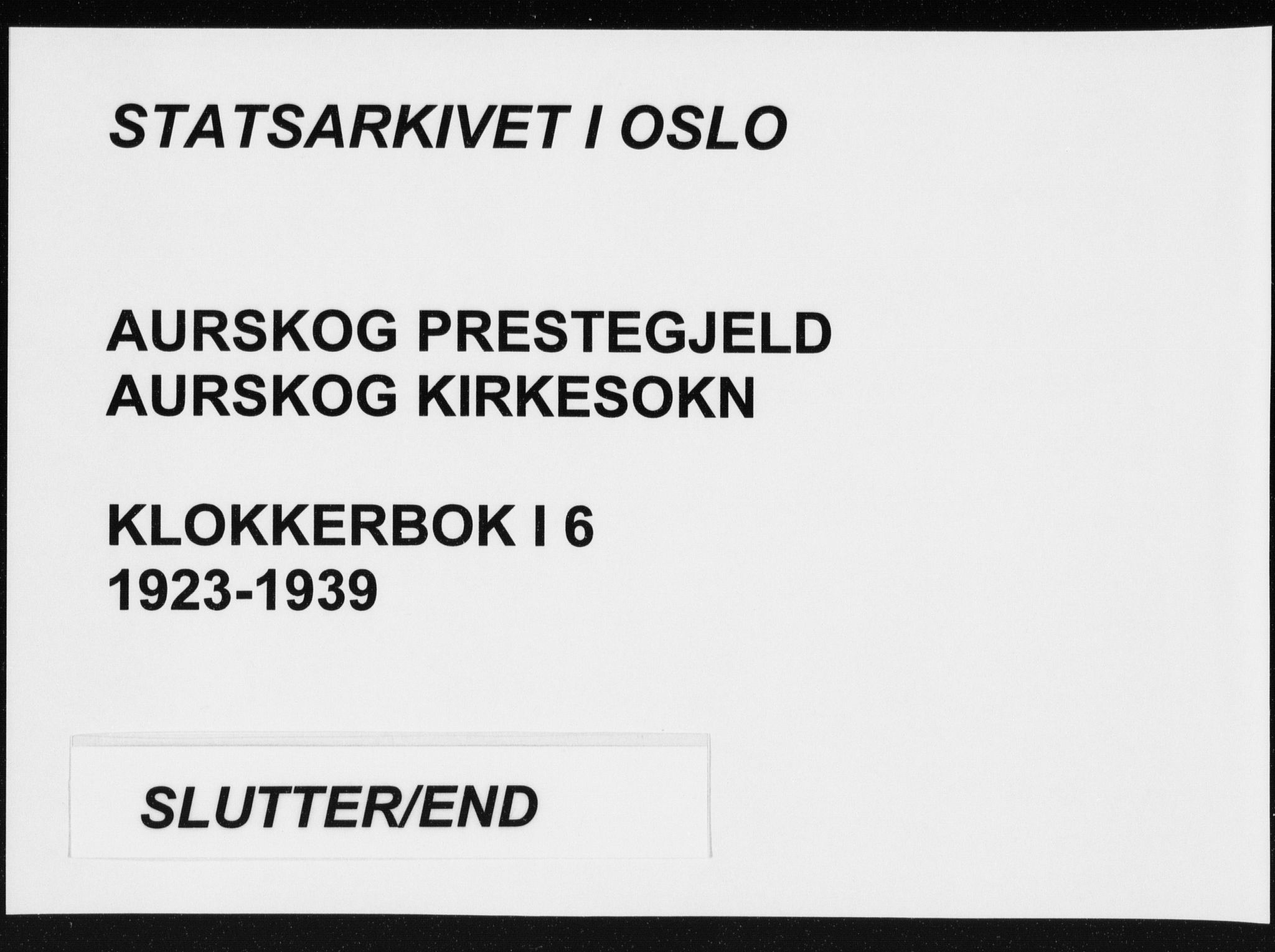 Aurskog prestekontor Kirkebøker, AV/SAO-A-10304a/G/Ga/L0006: Parish register (copy) no. I 6, 1923-1939