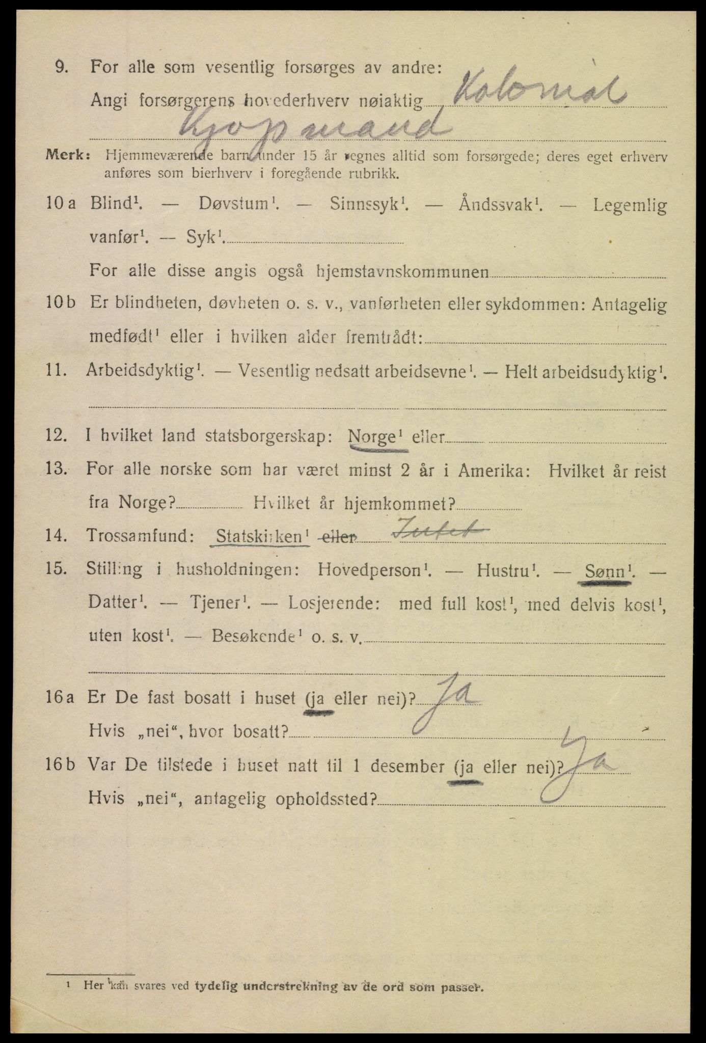 SAK, 1920 census for Arendal, 1920, p. 20827