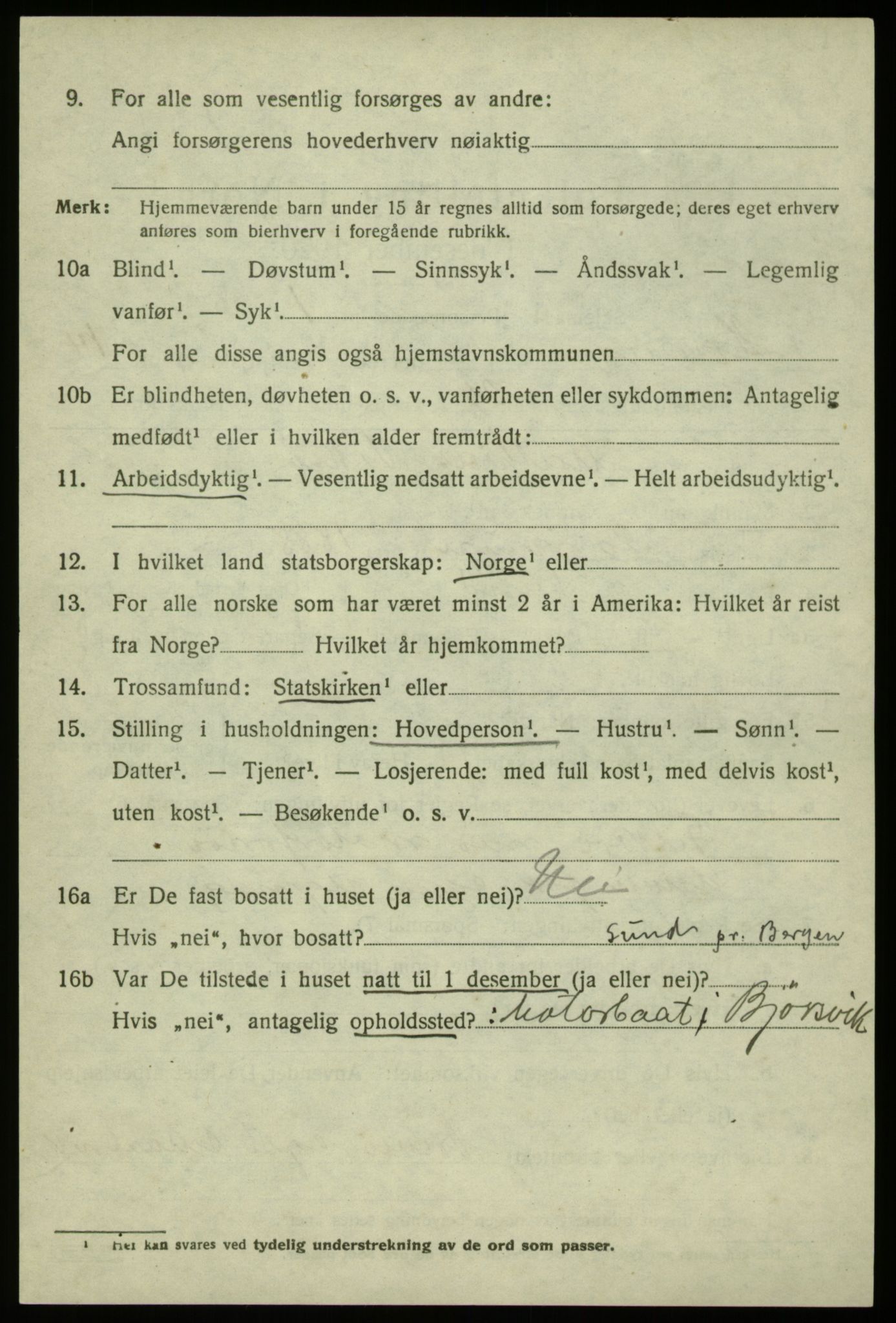 SAB, 1920 census for Hosanger, 1920, p. 5812