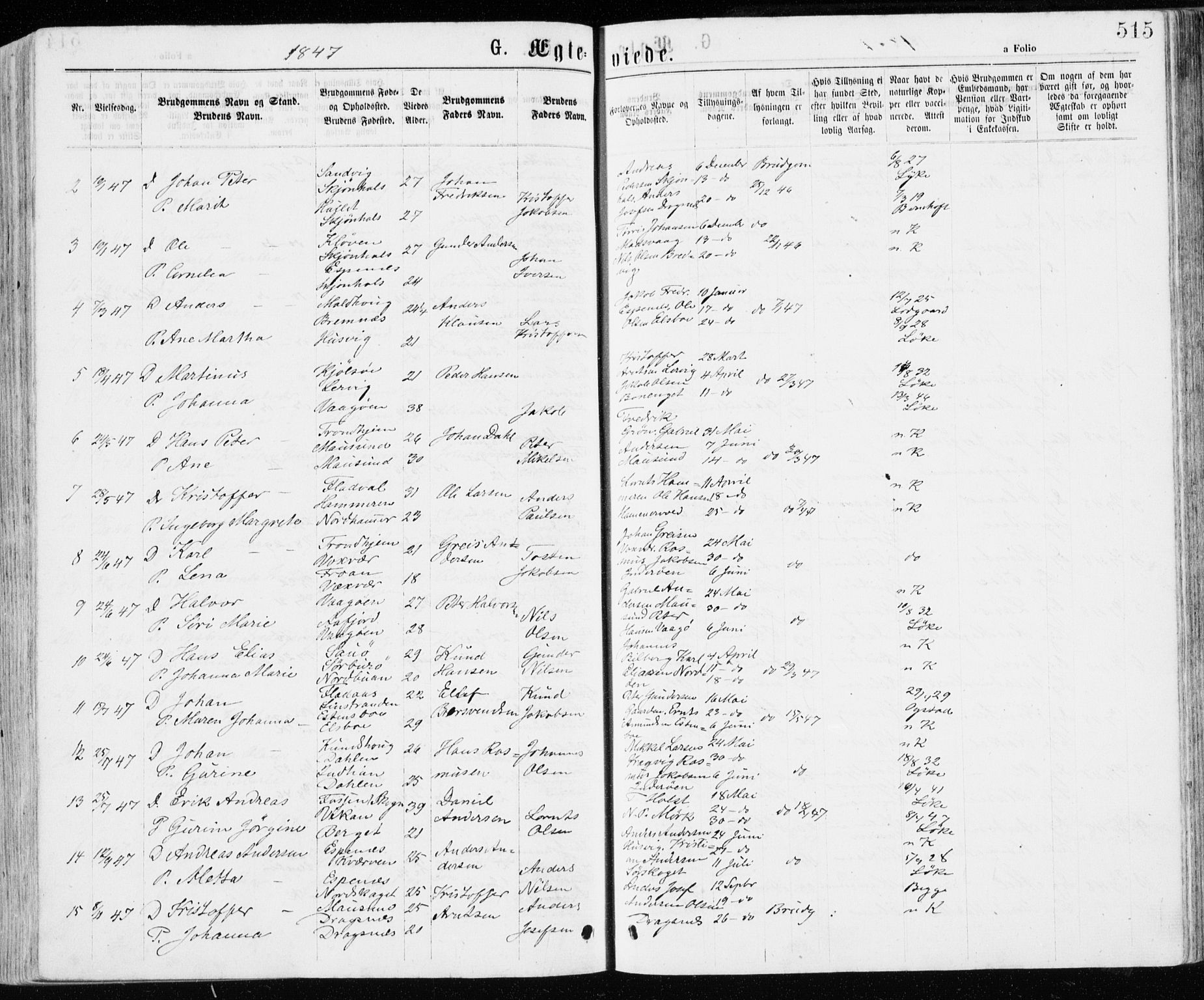 Ministerialprotokoller, klokkerbøker og fødselsregistre - Sør-Trøndelag, SAT/A-1456/640/L0576: Parish register (official) no. 640A01, 1846-1876, p. 515