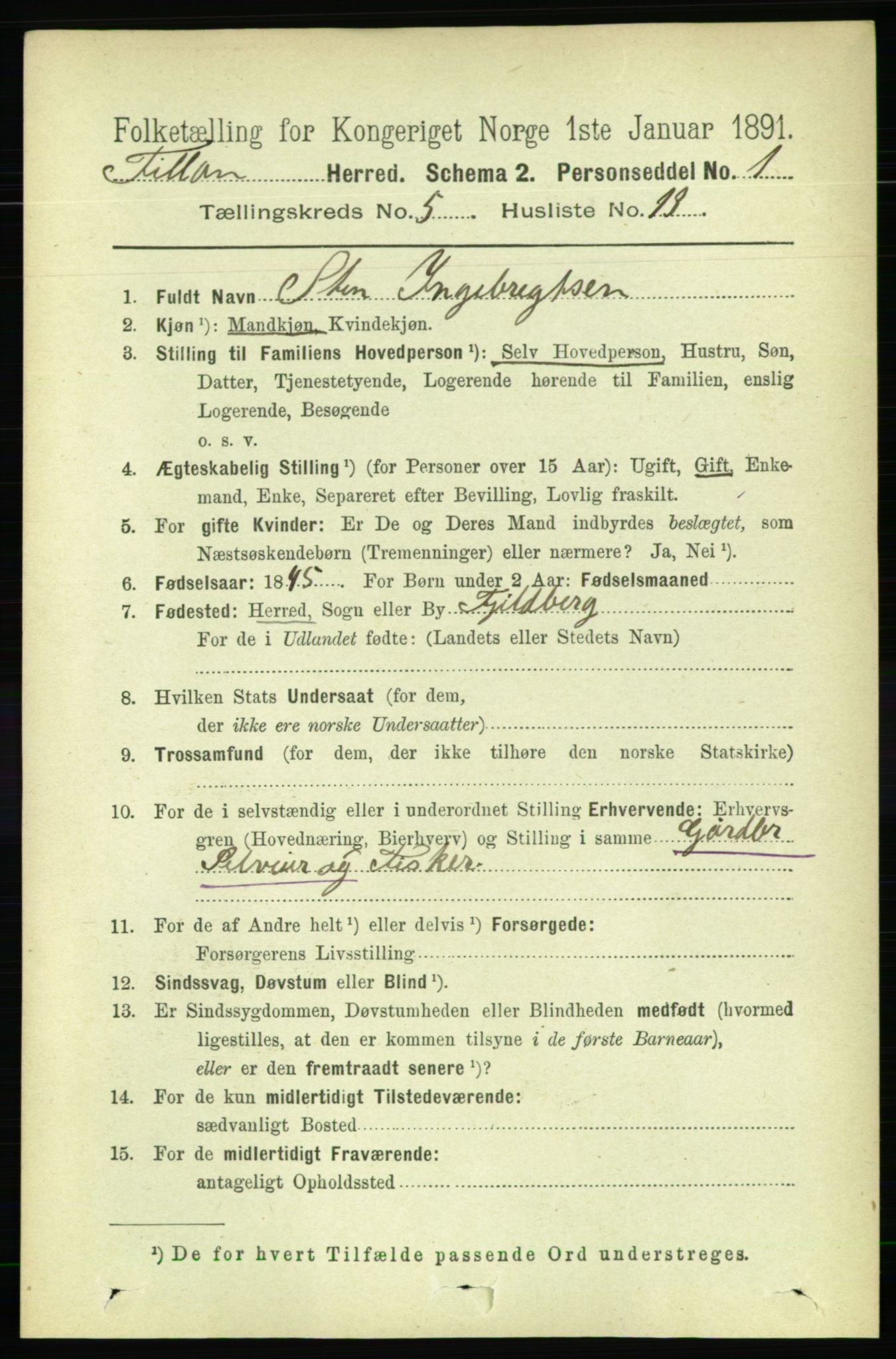 RA, 1891 census for 1616 Fillan, 1891, p. 1062