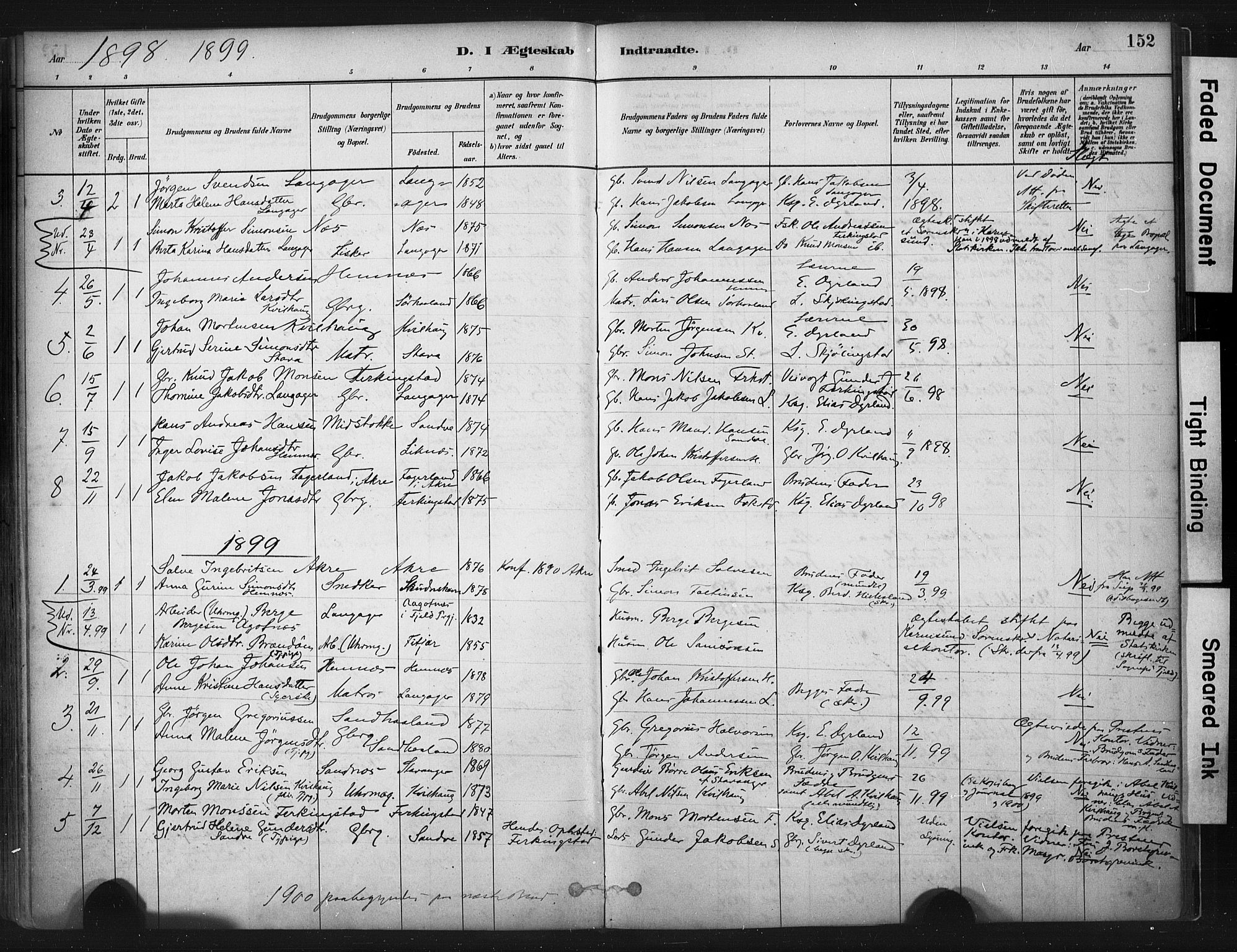 Skudenes sokneprestkontor, SAST/A -101849/H/Ha/Haa/L0010: Parish register (official) no. A 7, 1882-1912, p. 152