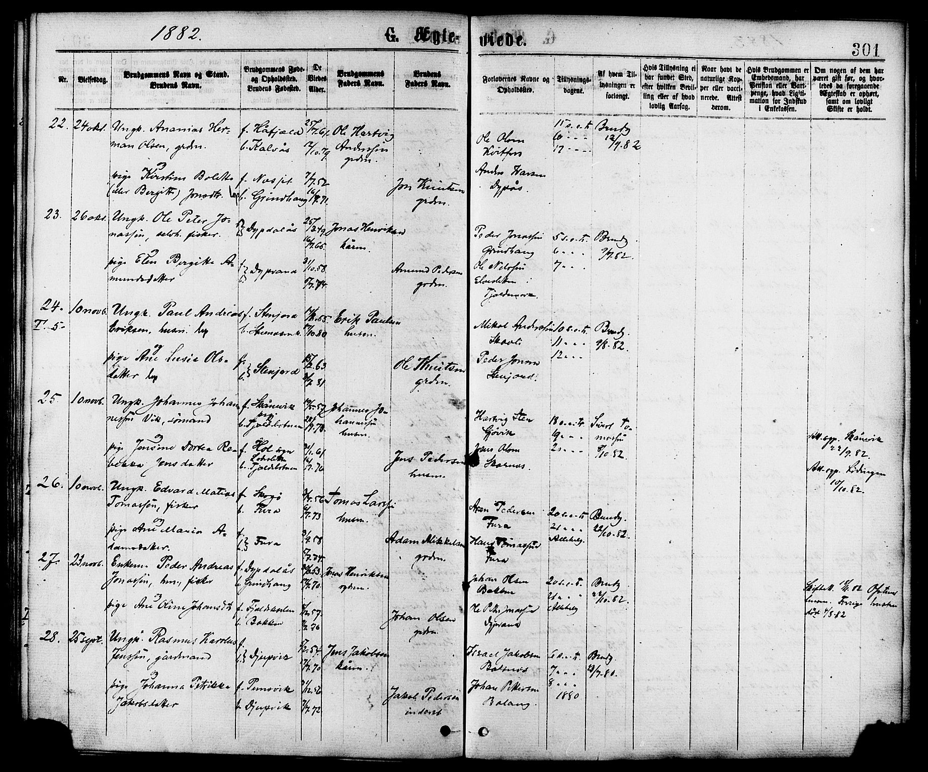 Ministerialprotokoller, klokkerbøker og fødselsregistre - Nordland, AV/SAT-A-1459/863/L0897: Parish register (official) no. 863A09, 1872-1886, p. 301