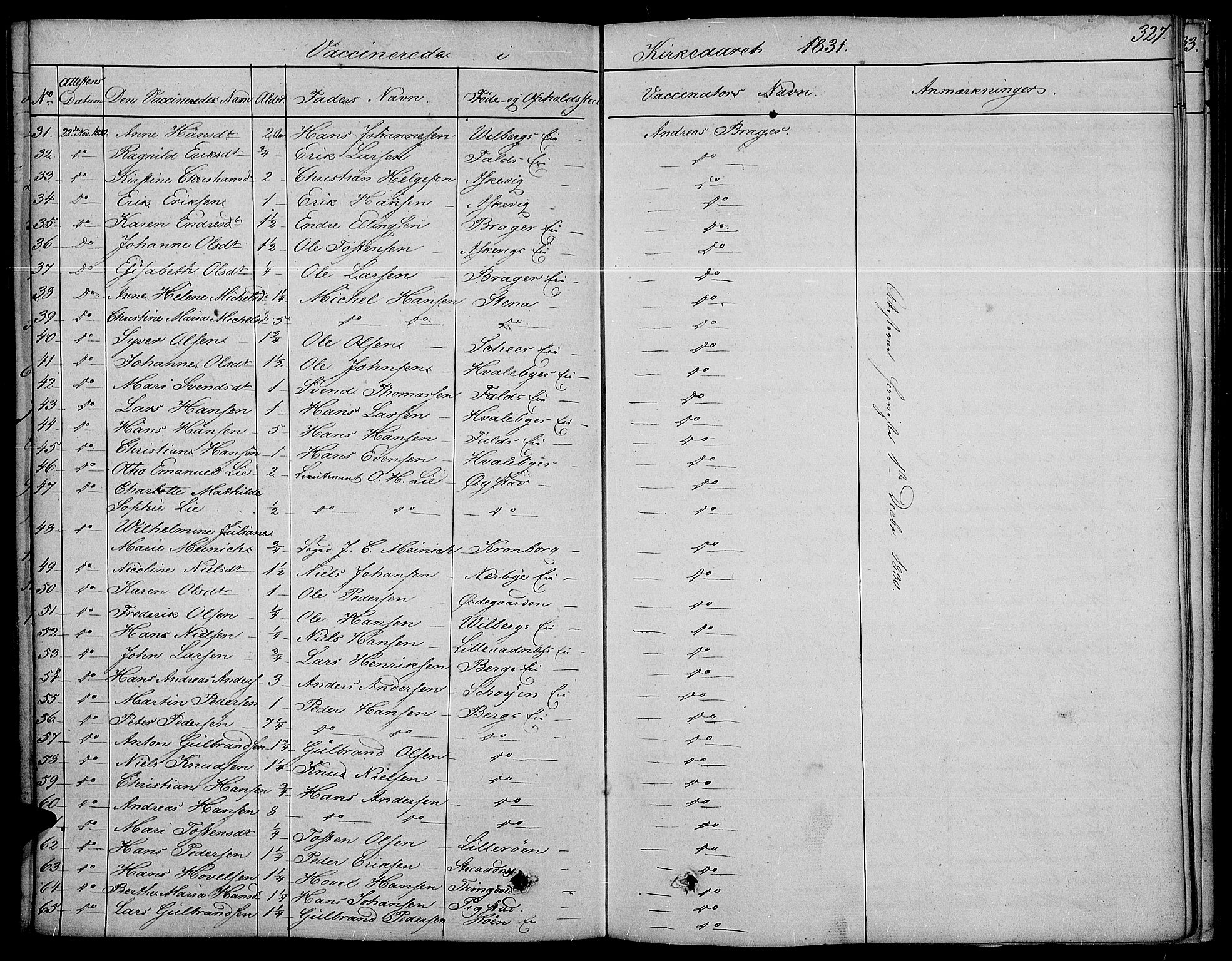 Land prestekontor, AV/SAH-PREST-120/H/Ha/Haa/L0008: Parish register (official) no. 8, 1830-1846, p. 327