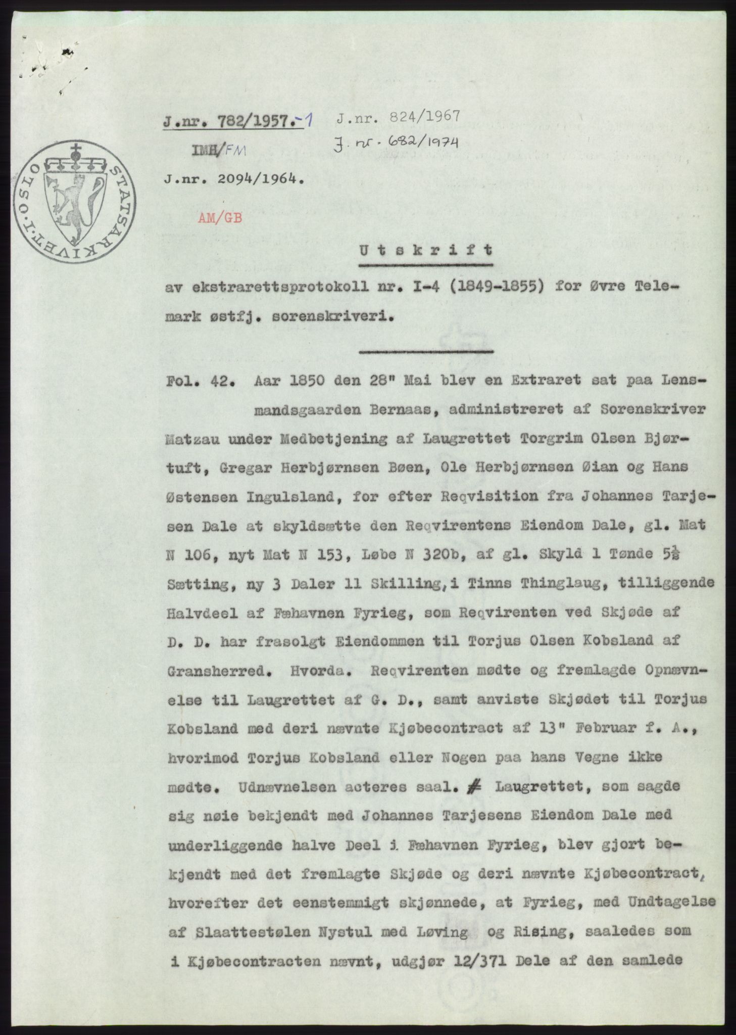 Statsarkivet i Kongsberg, SAKO/A-0001, 1957, p. 19
