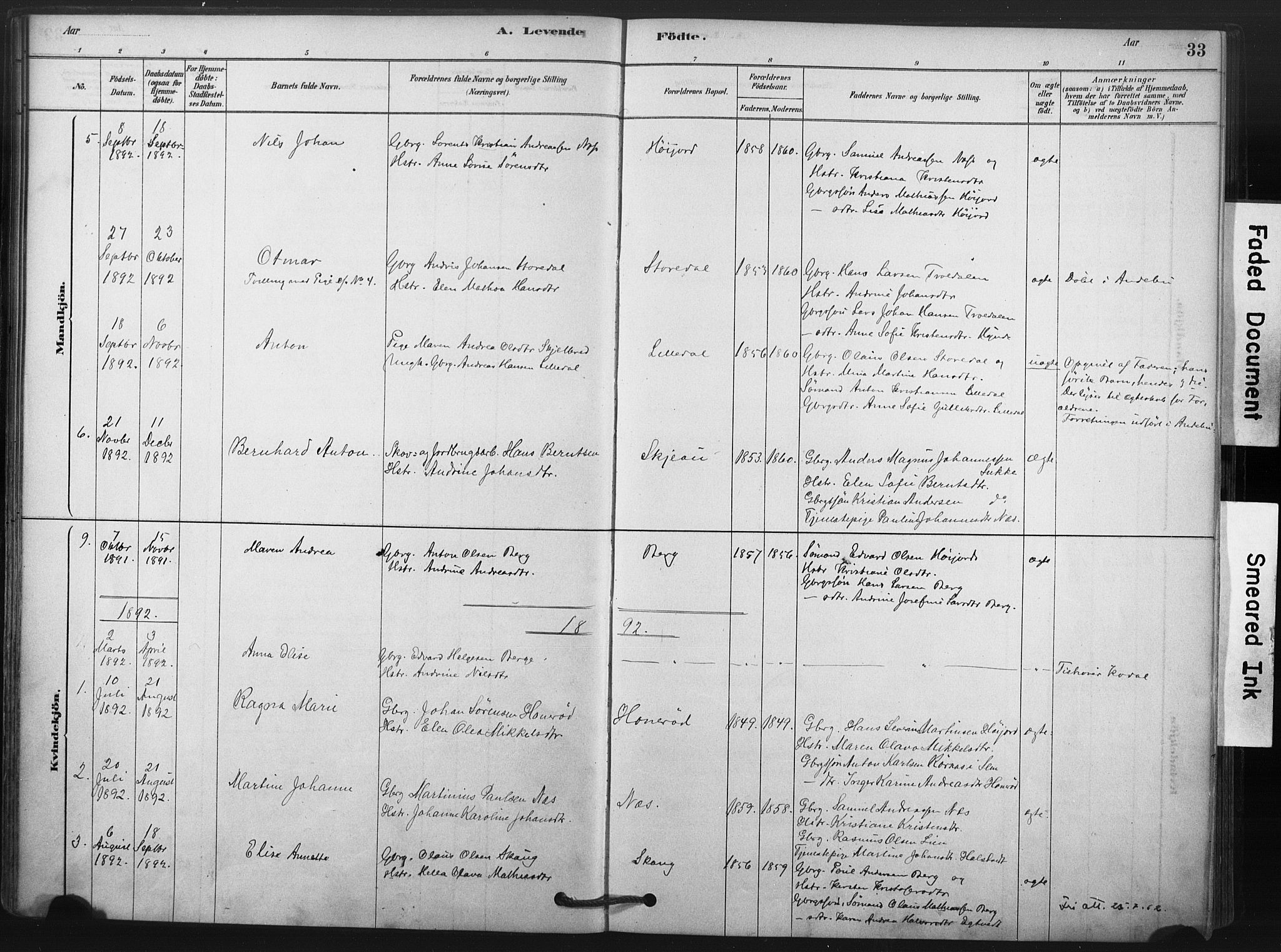 Andebu kirkebøker, SAKO/A-336/F/Fa/L0009: Parish register (official) no. 9, 1878-1909, p. 33
