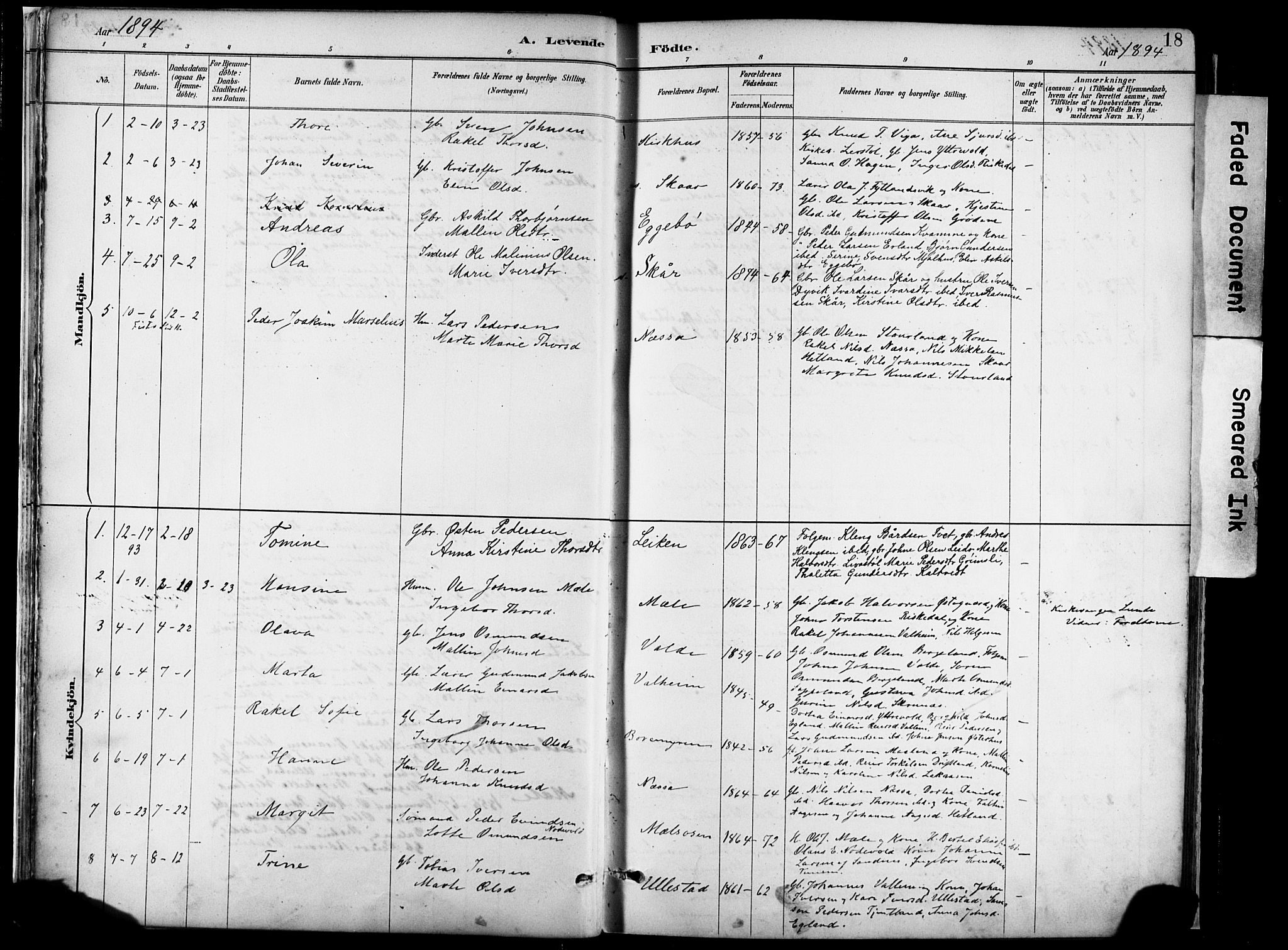 Hjelmeland sokneprestkontor, AV/SAST-A-101843/02/A/L0001: Parish register (official) no. A 16, 1887-1926, p. 18