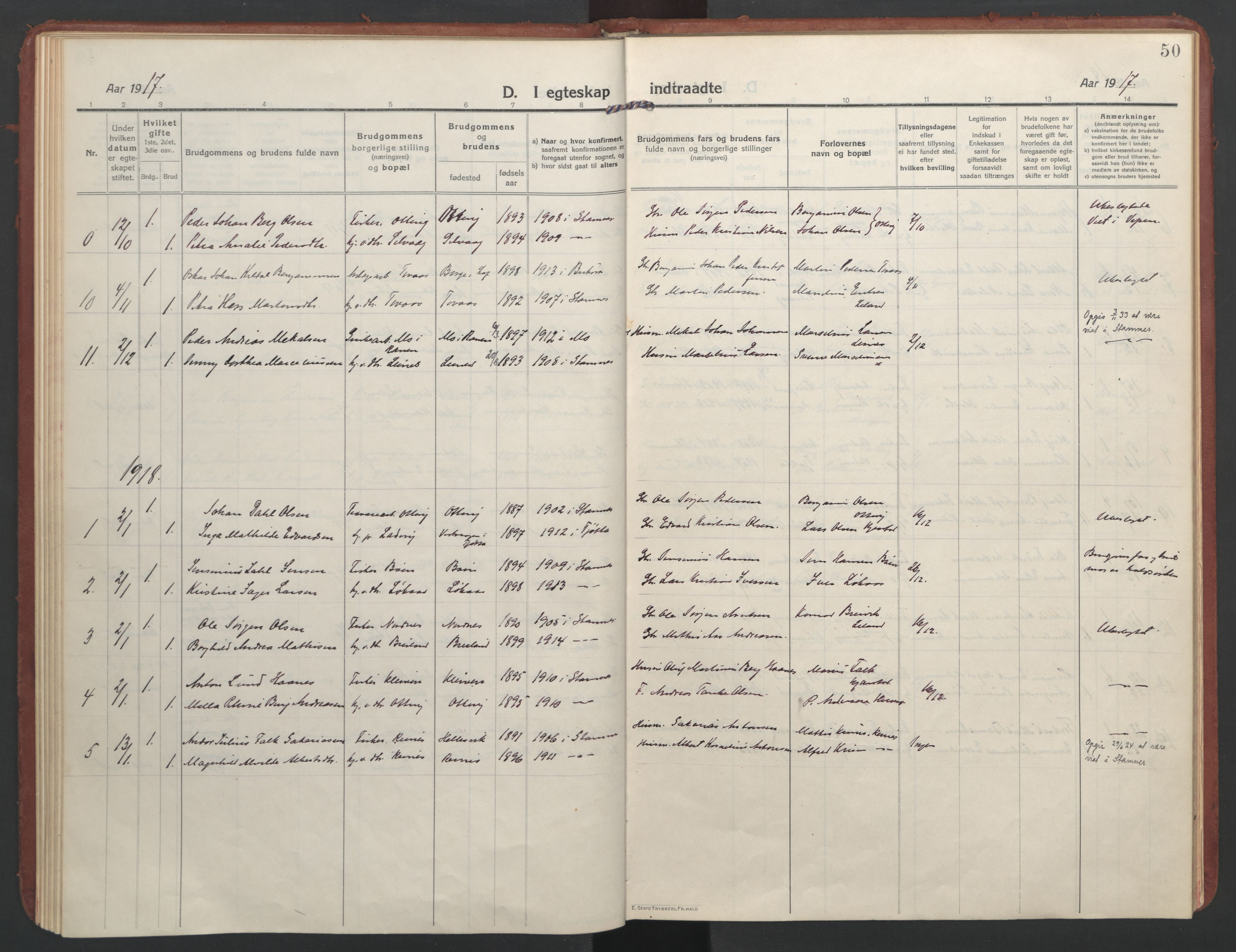 Ministerialprotokoller, klokkerbøker og fødselsregistre - Nordland, SAT/A-1459/832/L0492: Parish register (official) no. 832A01, 1916-1934, p. 50