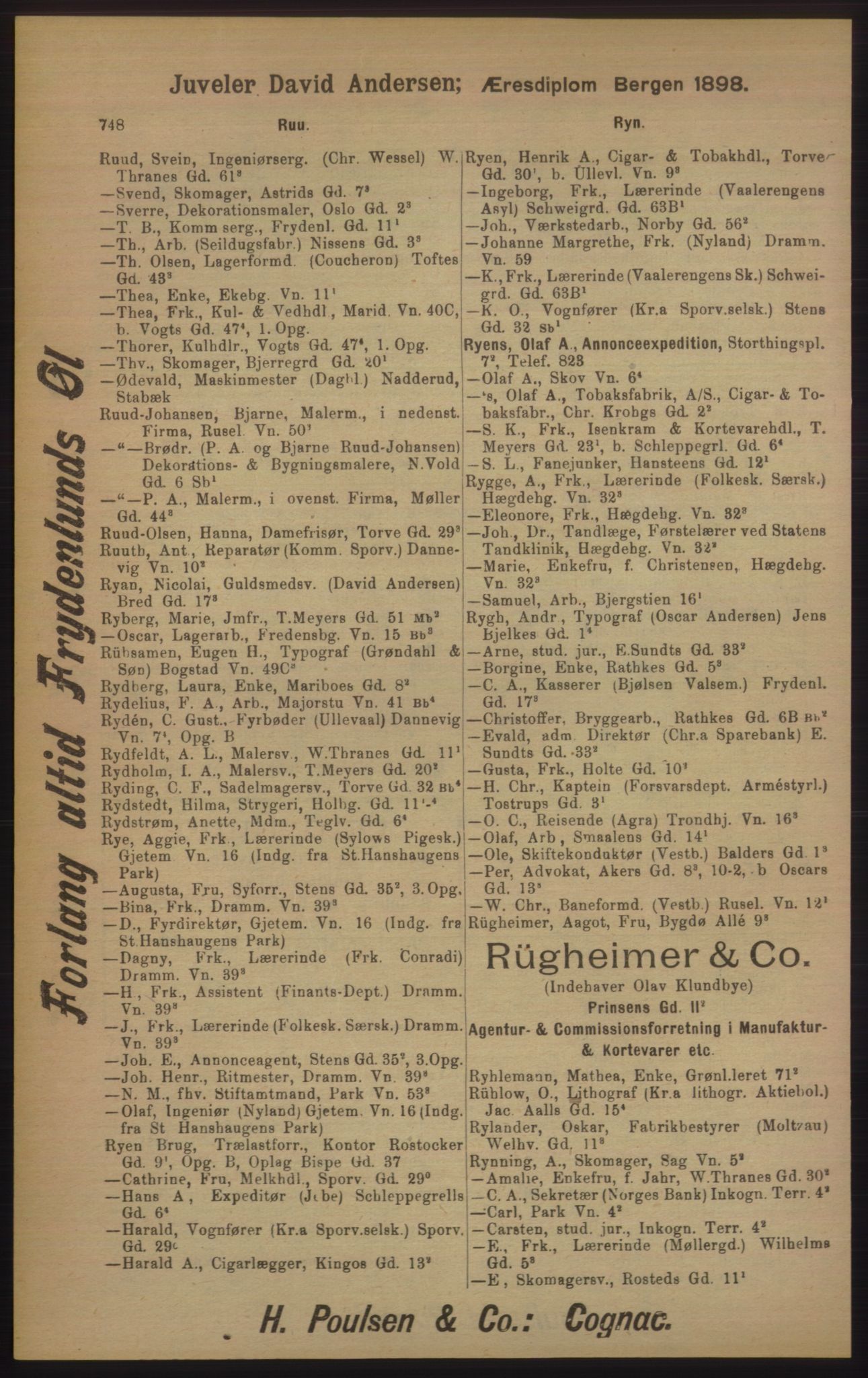 Kristiania/Oslo adressebok, PUBL/-, 1905, p. 748