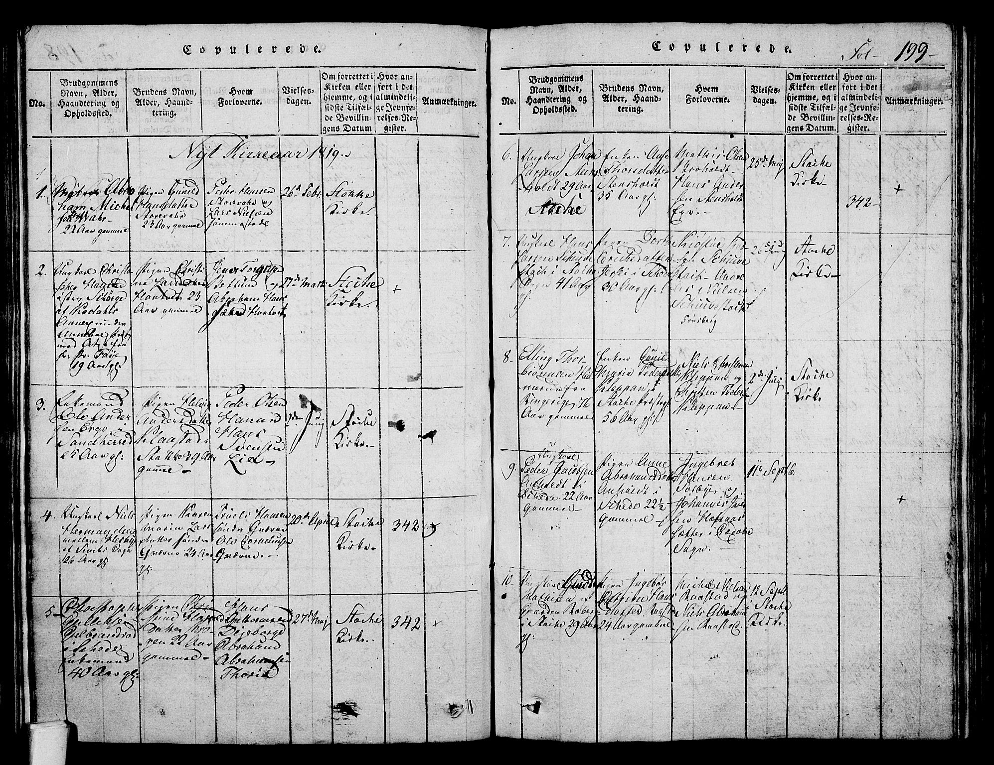 Stokke kirkebøker, AV/SAKO-A-320/F/Fa/L0005: Parish register (official) no. I 5, 1815-1826, p. 199