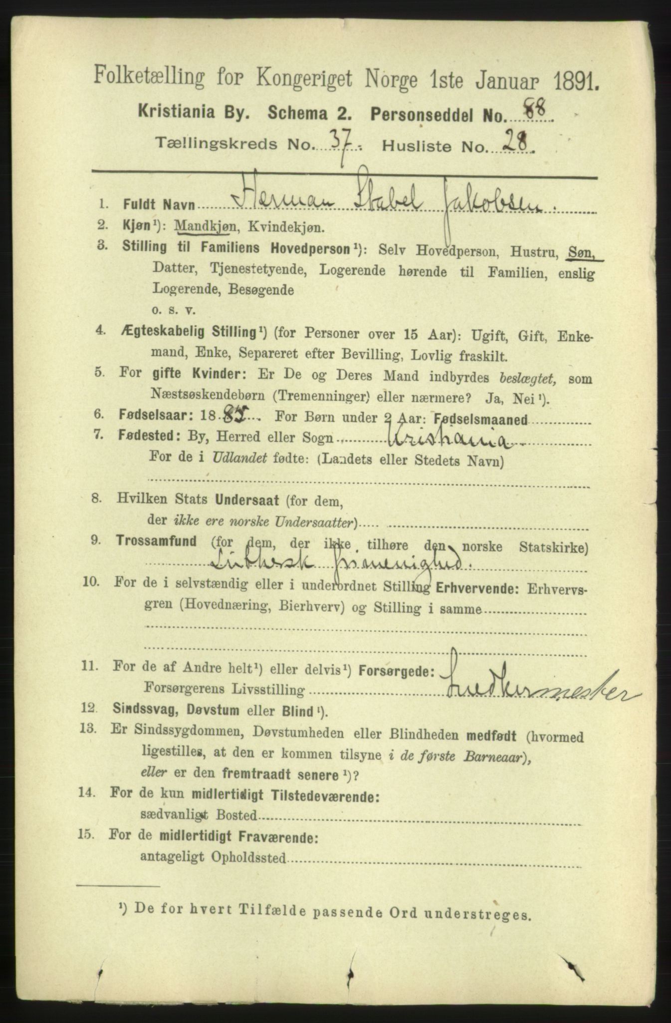 RA, 1891 census for 0301 Kristiania, 1891, p. 21212