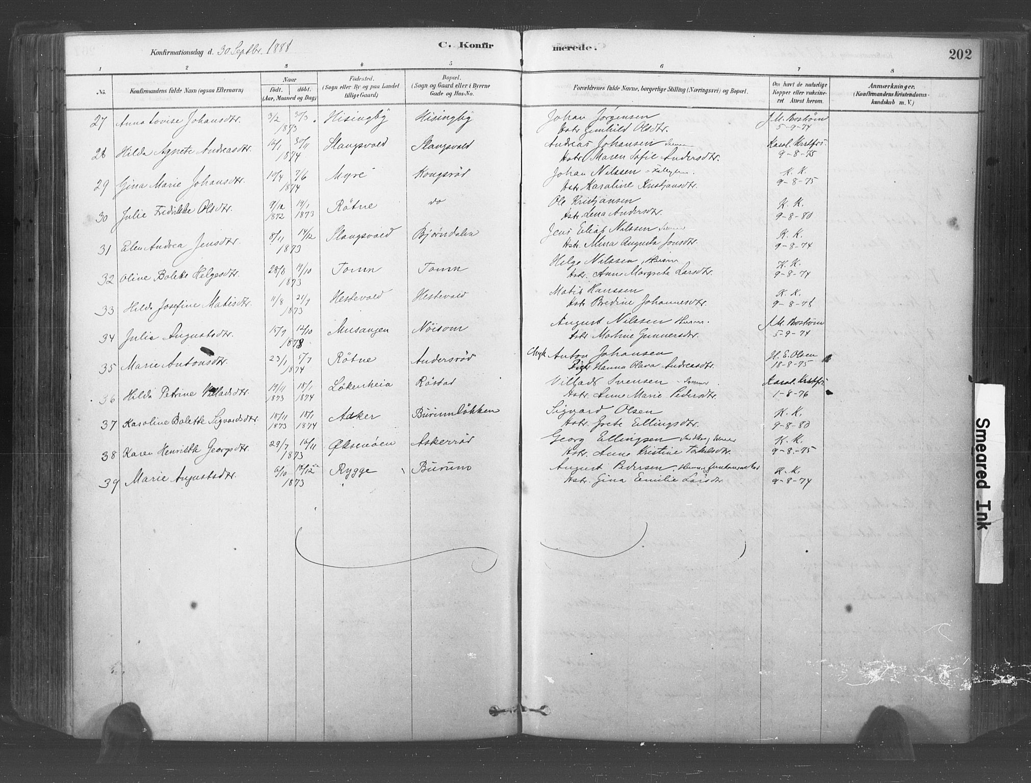 Råde prestekontor kirkebøker, AV/SAO-A-2009/F/Fa/L0007: Parish register (official) no. 7, 1878-1902, p. 202