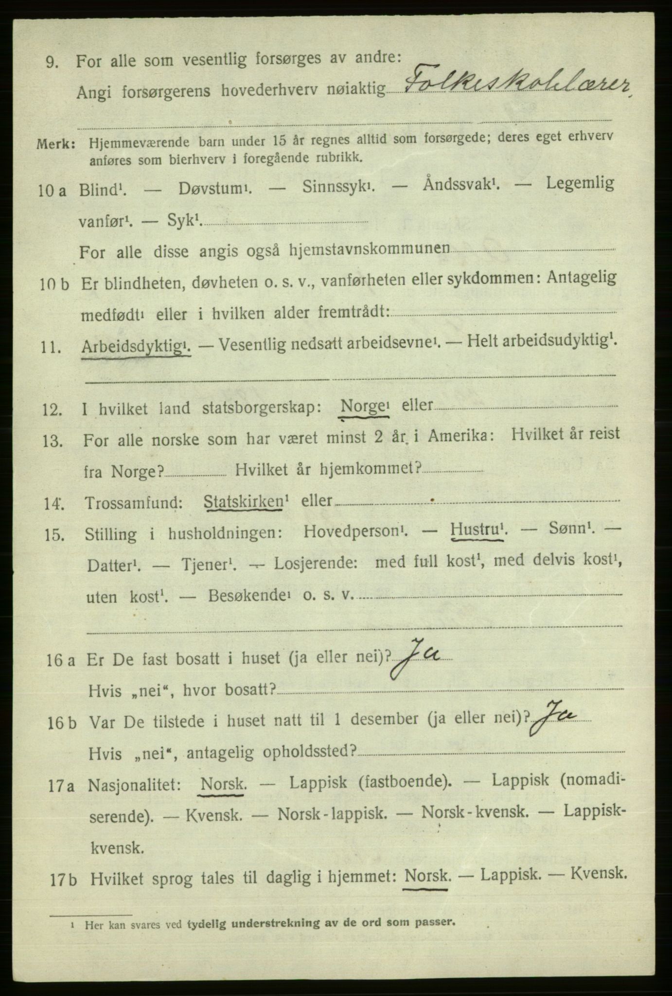 SATØ, 1920 census for Alta, 1920, p. 2276