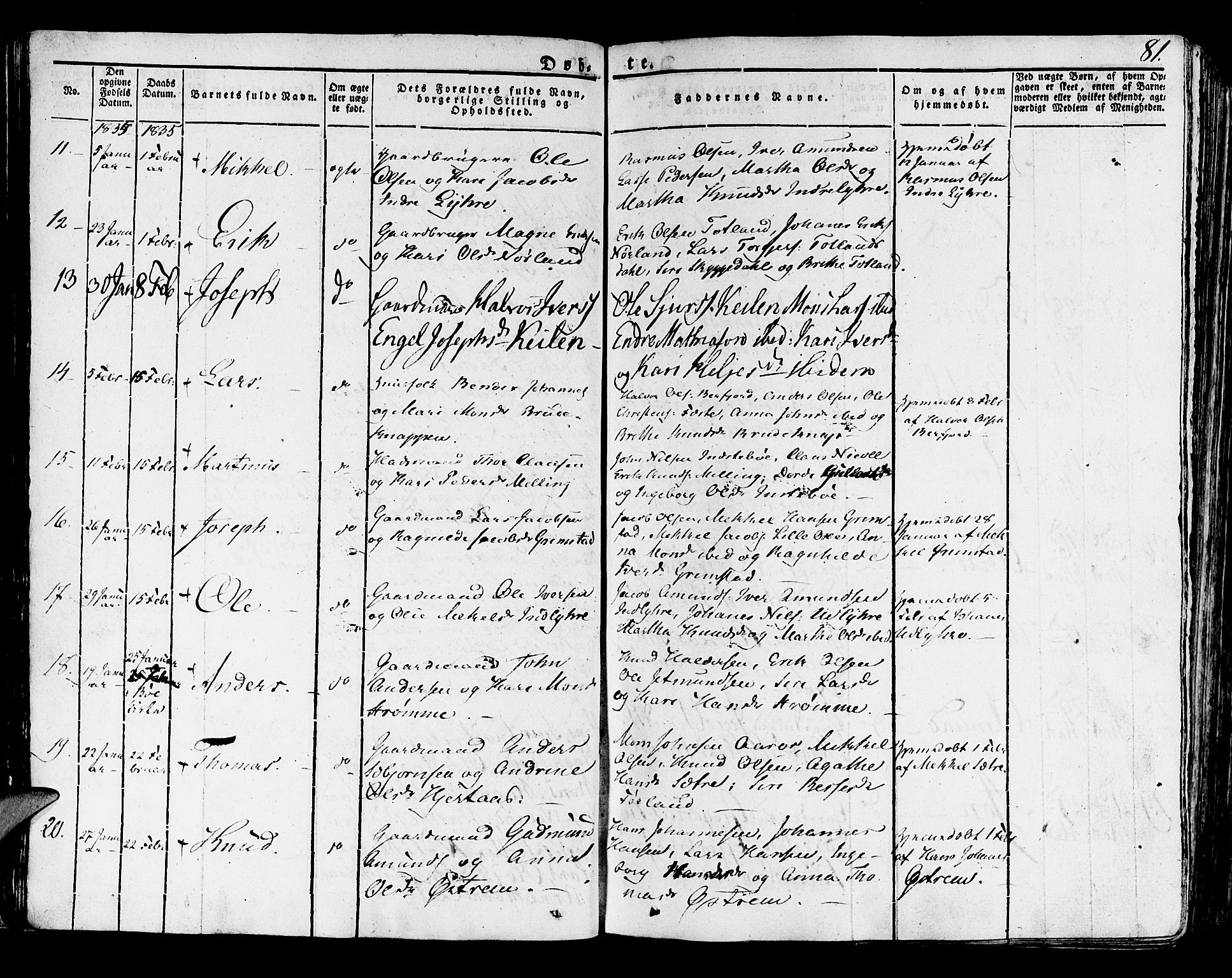 Lindås Sokneprestembete, SAB/A-76701/H/Haa: Parish register (official) no. A 8, 1823-1836, p. 81