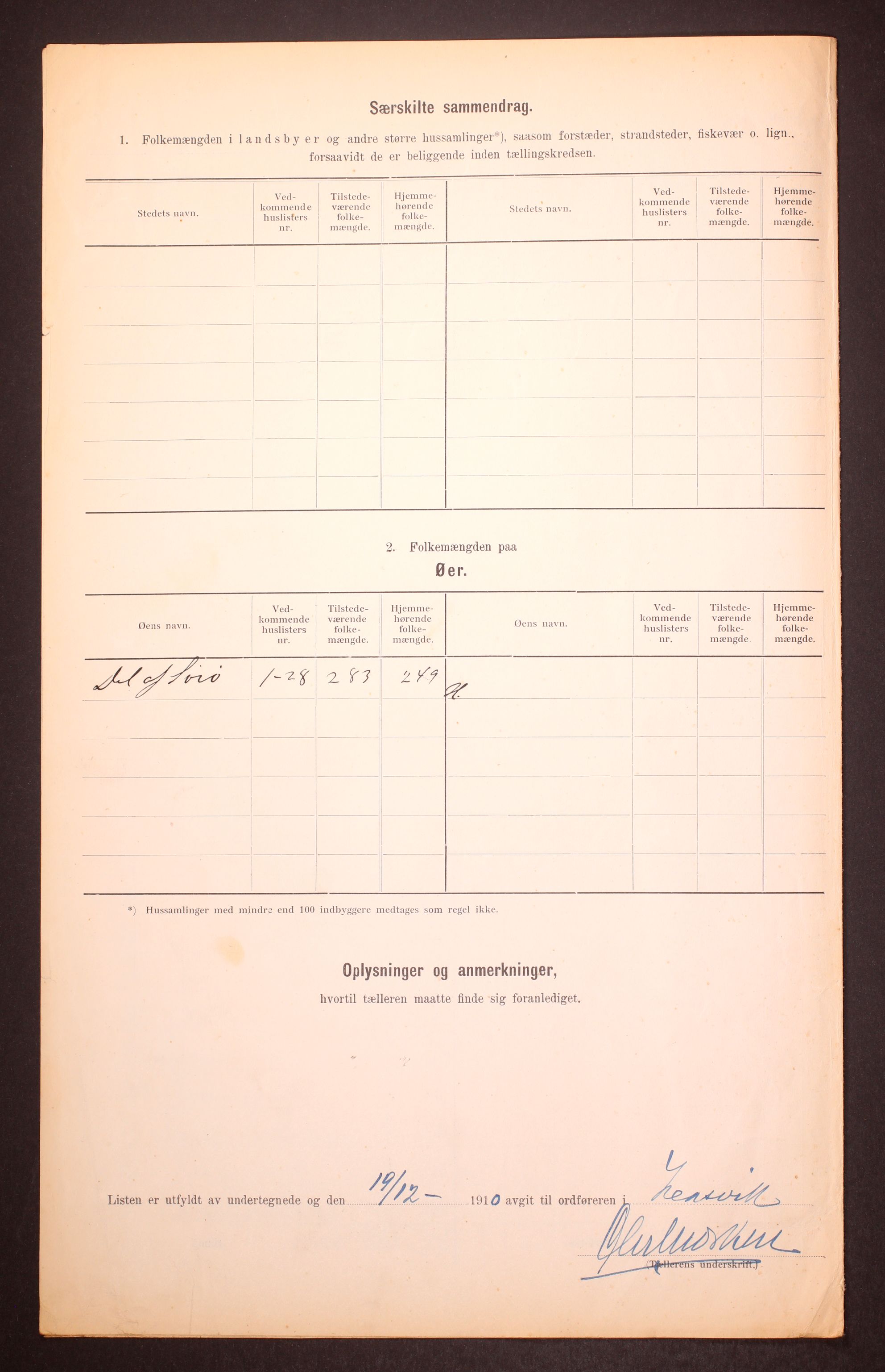 RA, 1910 census for Hasvik, 1910, p. 9