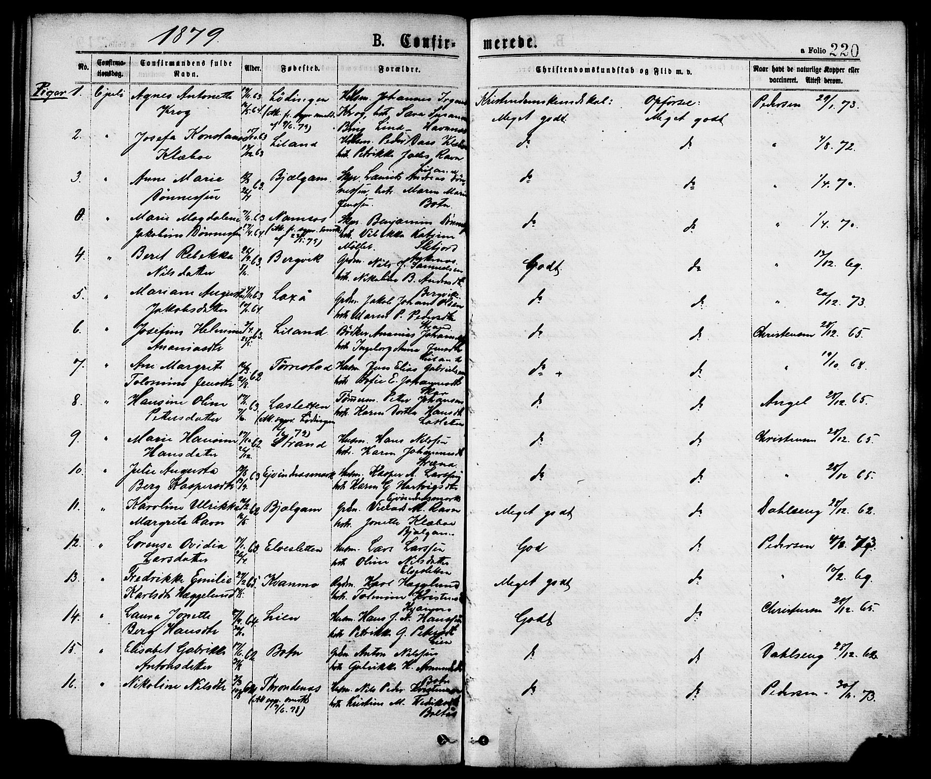 Ministerialprotokoller, klokkerbøker og fødselsregistre - Nordland, AV/SAT-A-1459/863/L0897: Parish register (official) no. 863A09, 1872-1886, p. 220