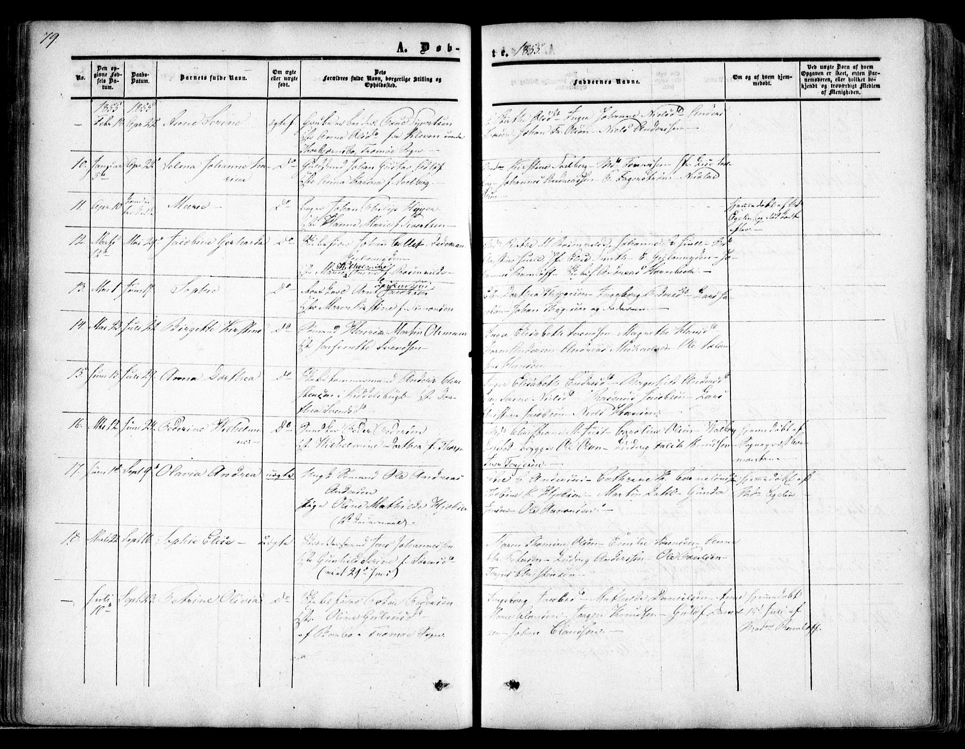 Arendal sokneprestkontor, Trefoldighet, SAK/1111-0040/F/Fa/L0006: Parish register (official) no. A 6, 1855-1868, p. 79