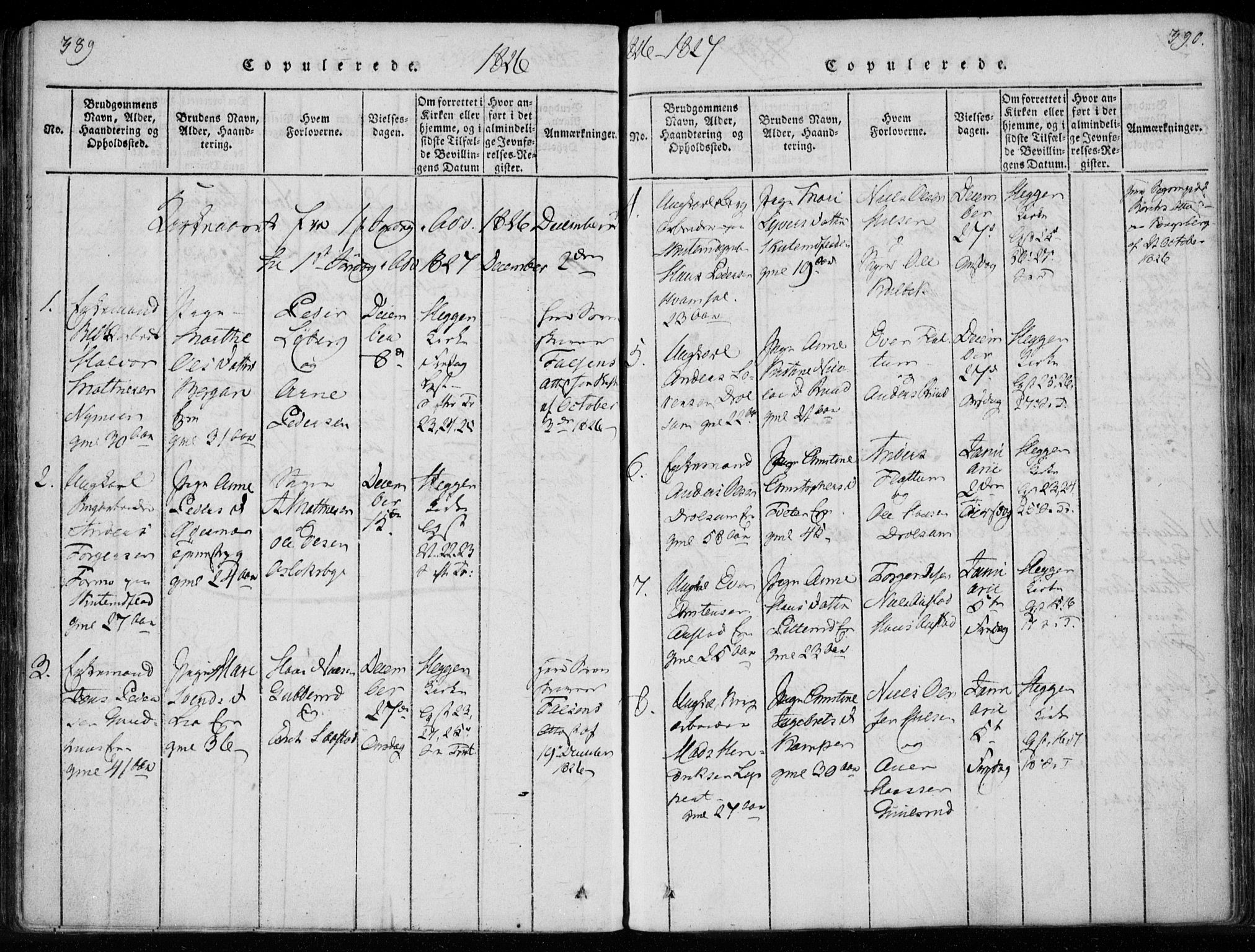 Modum kirkebøker, SAKO/A-234/F/Fa/L0005: Parish register (official) no. 5, 1824-1841, p. 389-390