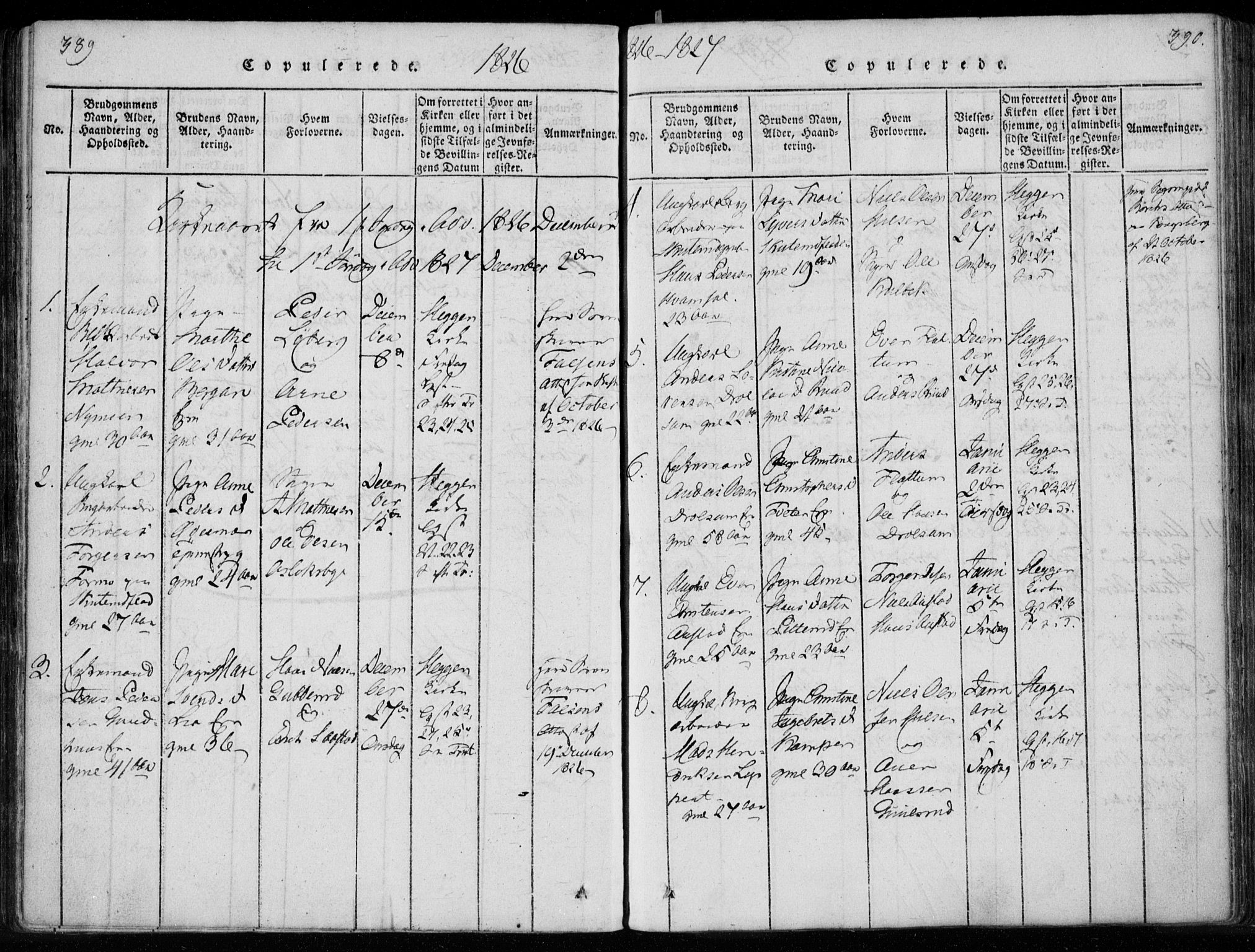 Modum kirkebøker, AV/SAKO-A-234/F/Fa/L0005: Parish register (official) no. 5, 1824-1841, p. 389-390