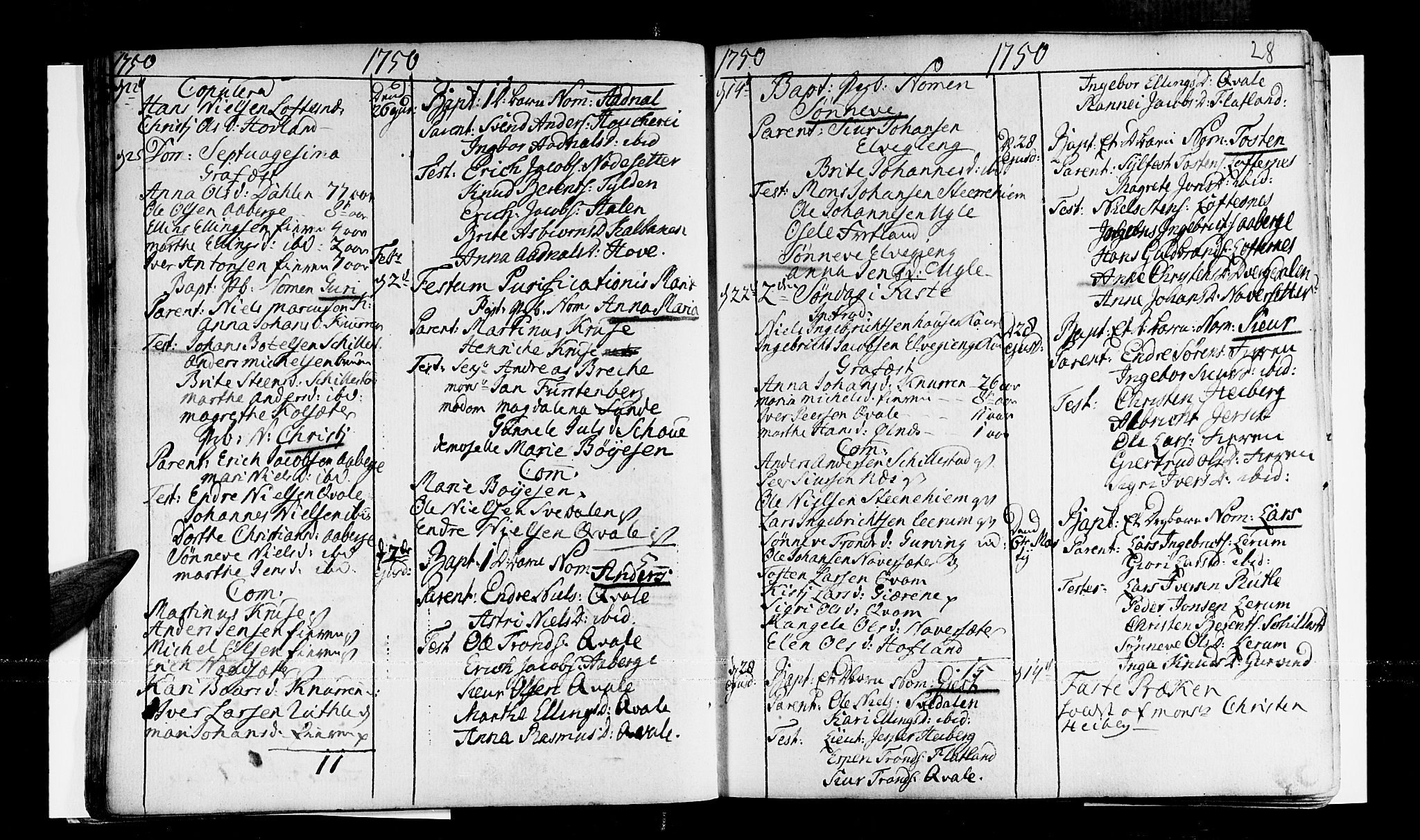 Sogndal sokneprestembete, AV/SAB-A-81301/H/Haa/Haaa/L0003: Parish register (official) no. A 3, 1747-1768, p. 28