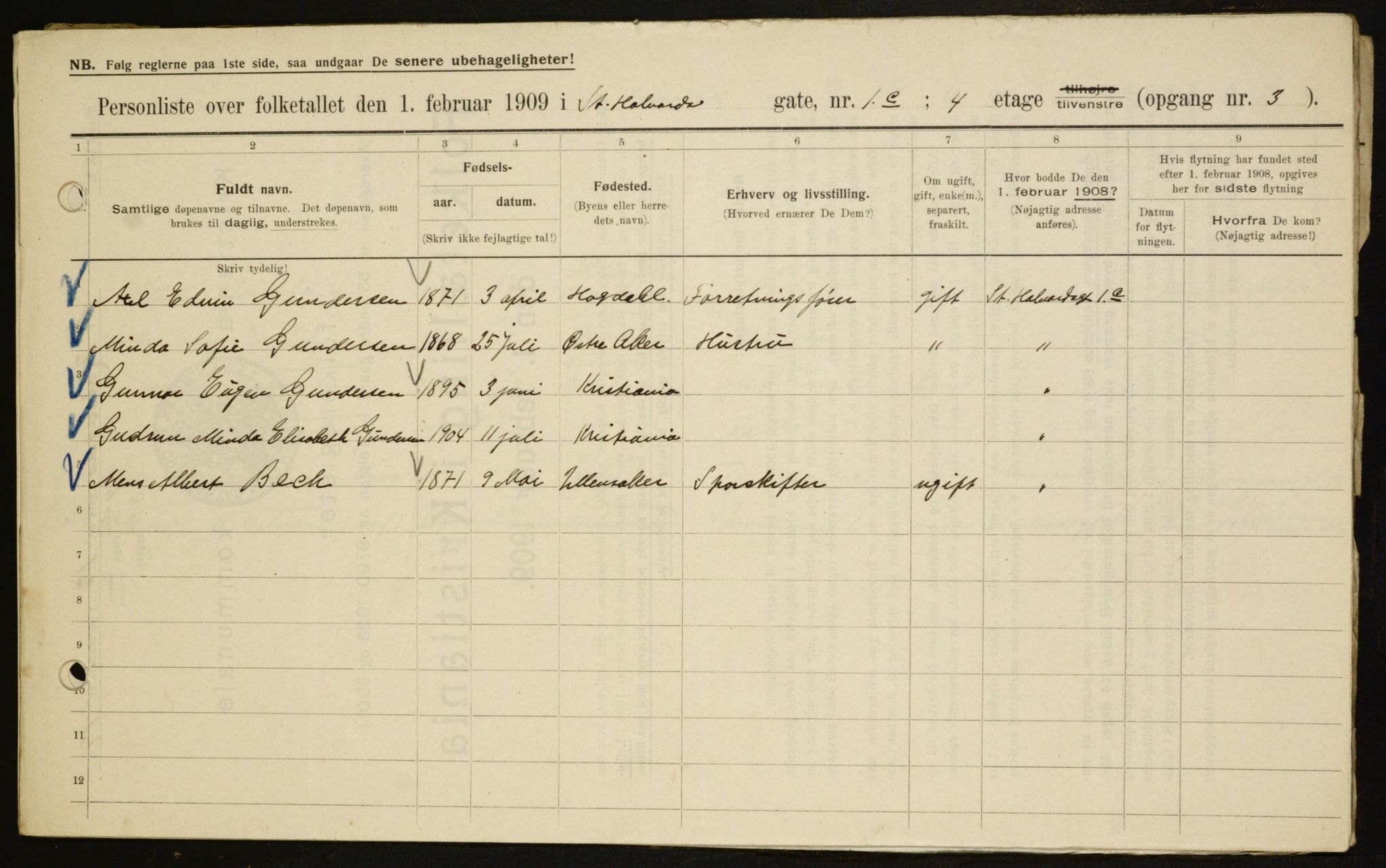 OBA, Municipal Census 1909 for Kristiania, 1909, p. 79470