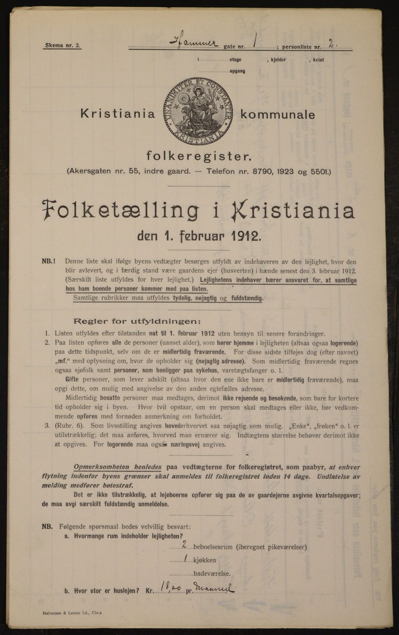 OBA, Municipal Census 1912 for Kristiania, 1912, p. 34291