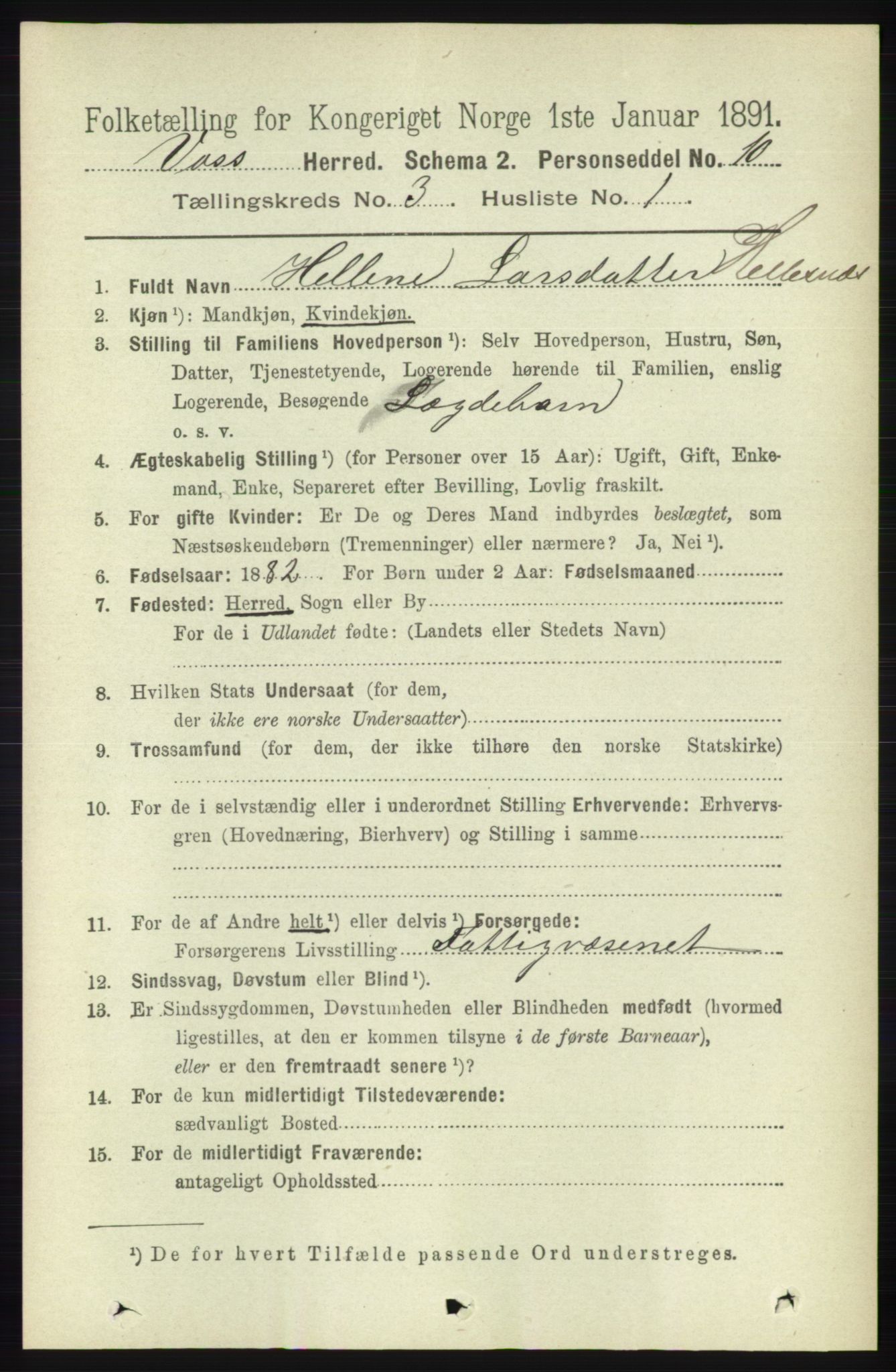 RA, 1891 census for 1235 Voss, 1891, p. 1183