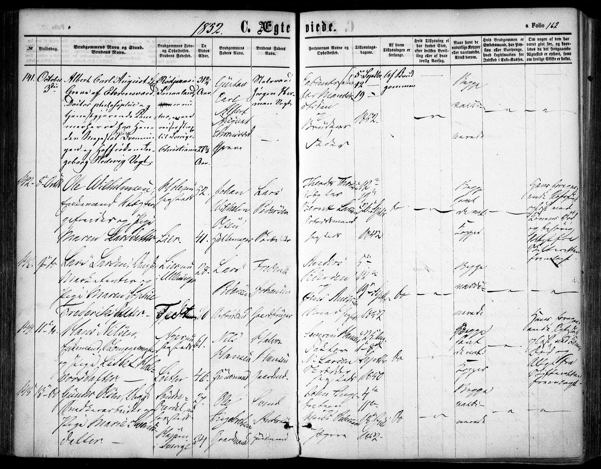 Oslo domkirke Kirkebøker, SAO/A-10752/F/Fa/L0020: Parish register (official) no. 20, 1848-1865, p. 162