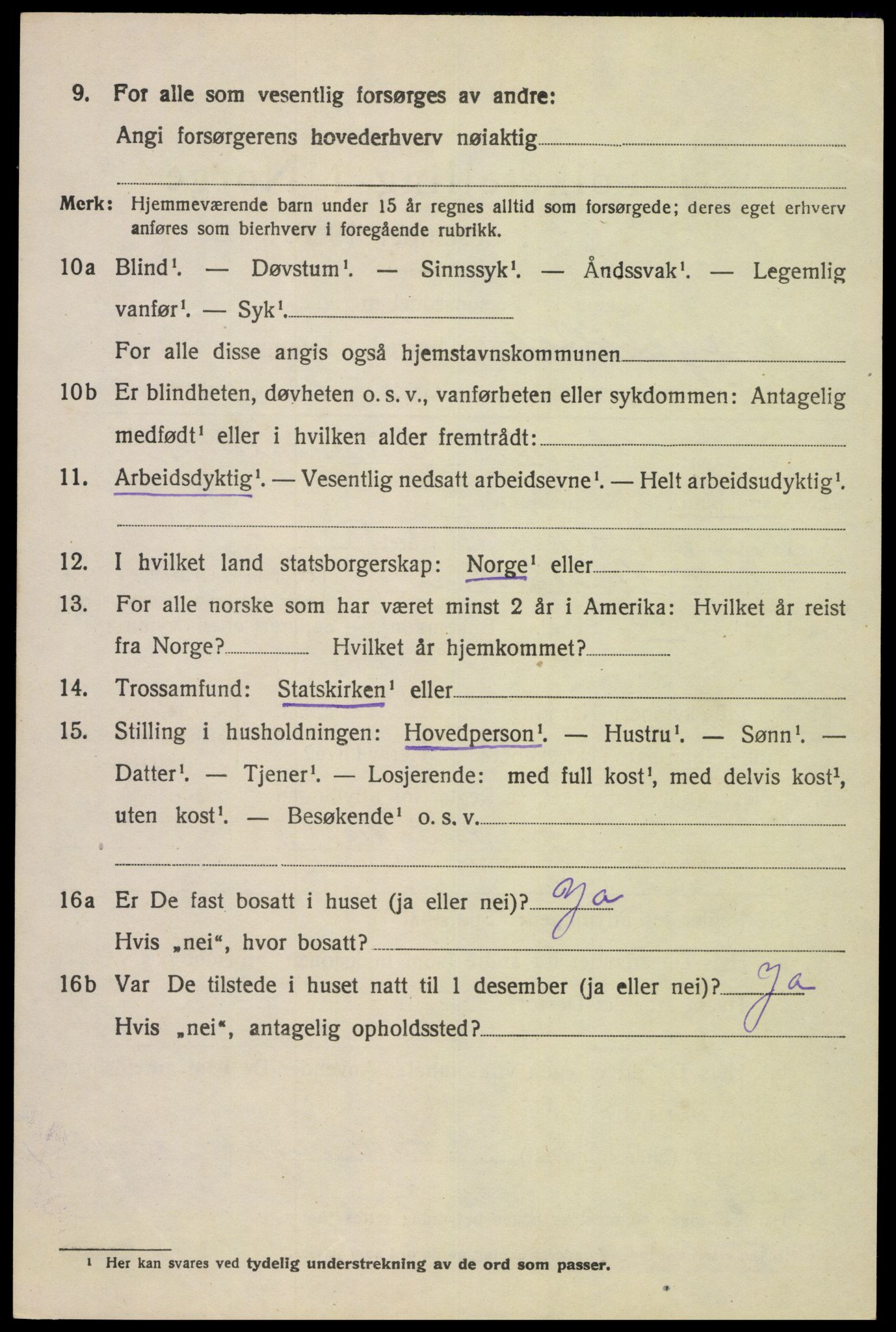 SAK, 1920 census for Hægebostad, 1920, p. 1844