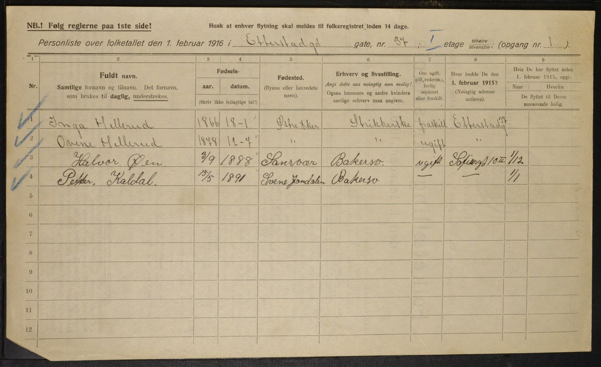 OBA, Municipal Census 1916 for Kristiania, 1916, p. 22995