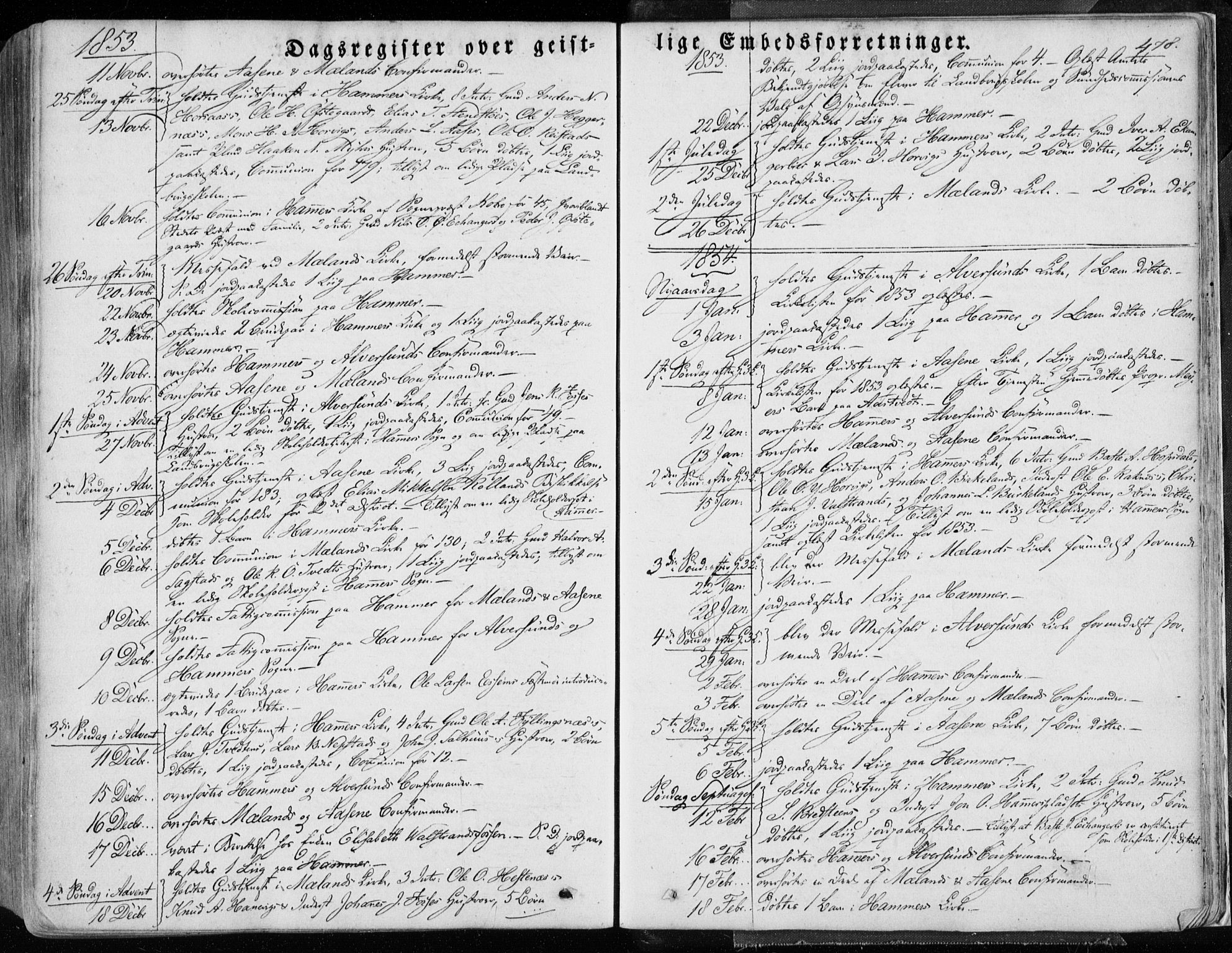 Hamre sokneprestembete, SAB/A-75501/H/Ha/Haa/Haaa/L0013: Parish register (official) no. A 13, 1846-1857, p. 478
