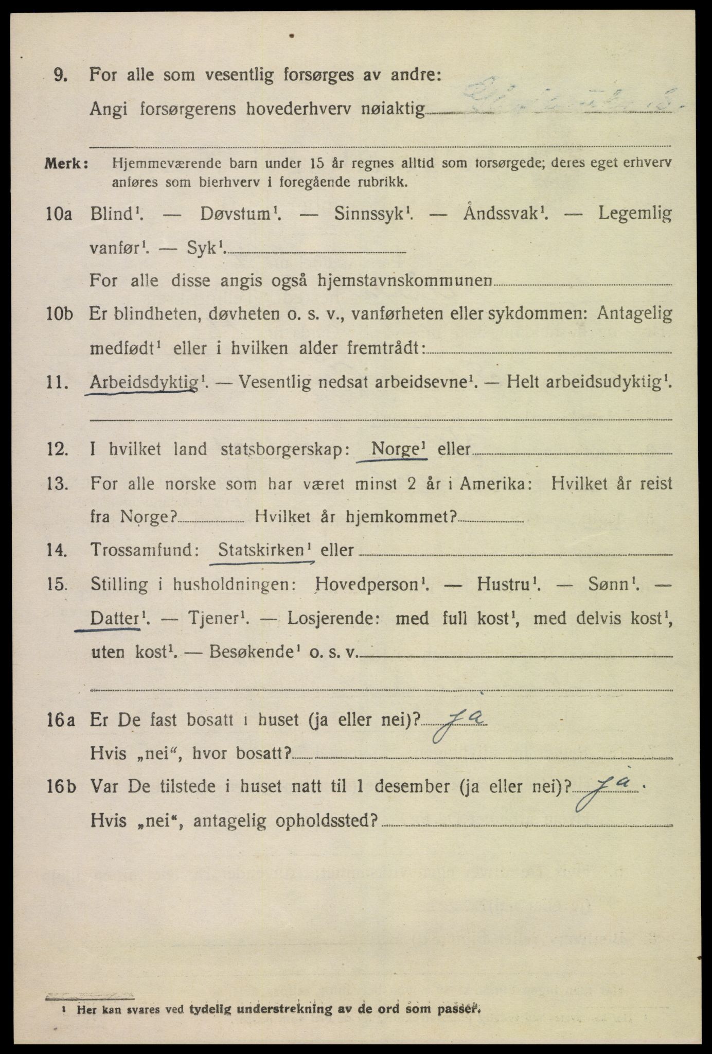 SAK, 1920 census for Åseral, 1920, p. 2417