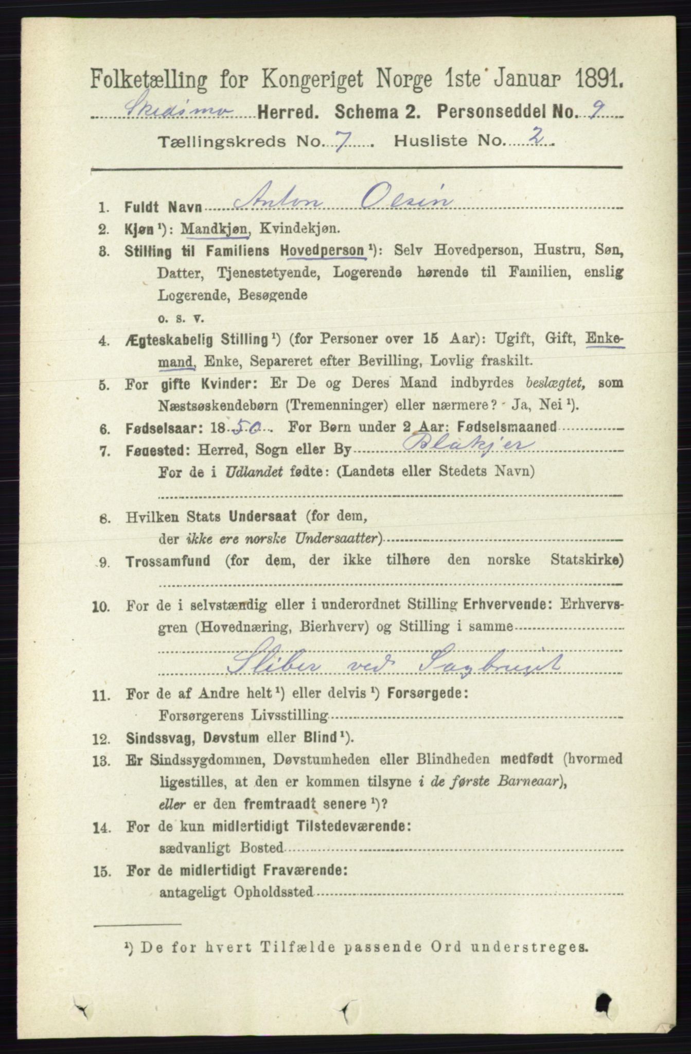 RA, 1891 census for 0231 Skedsmo, 1891, p. 3356