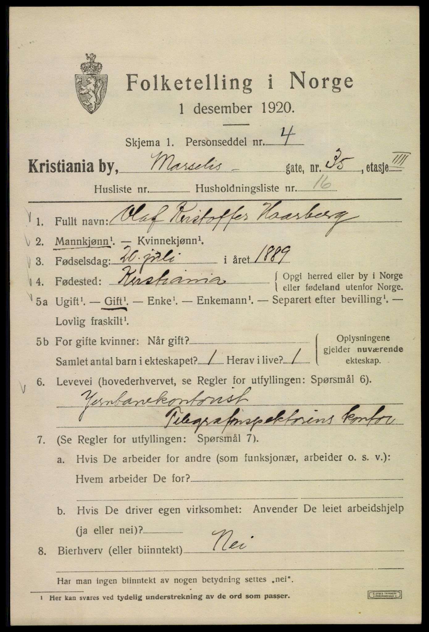 SAO, 1920 census for Kristiania, 1920, p. 392135