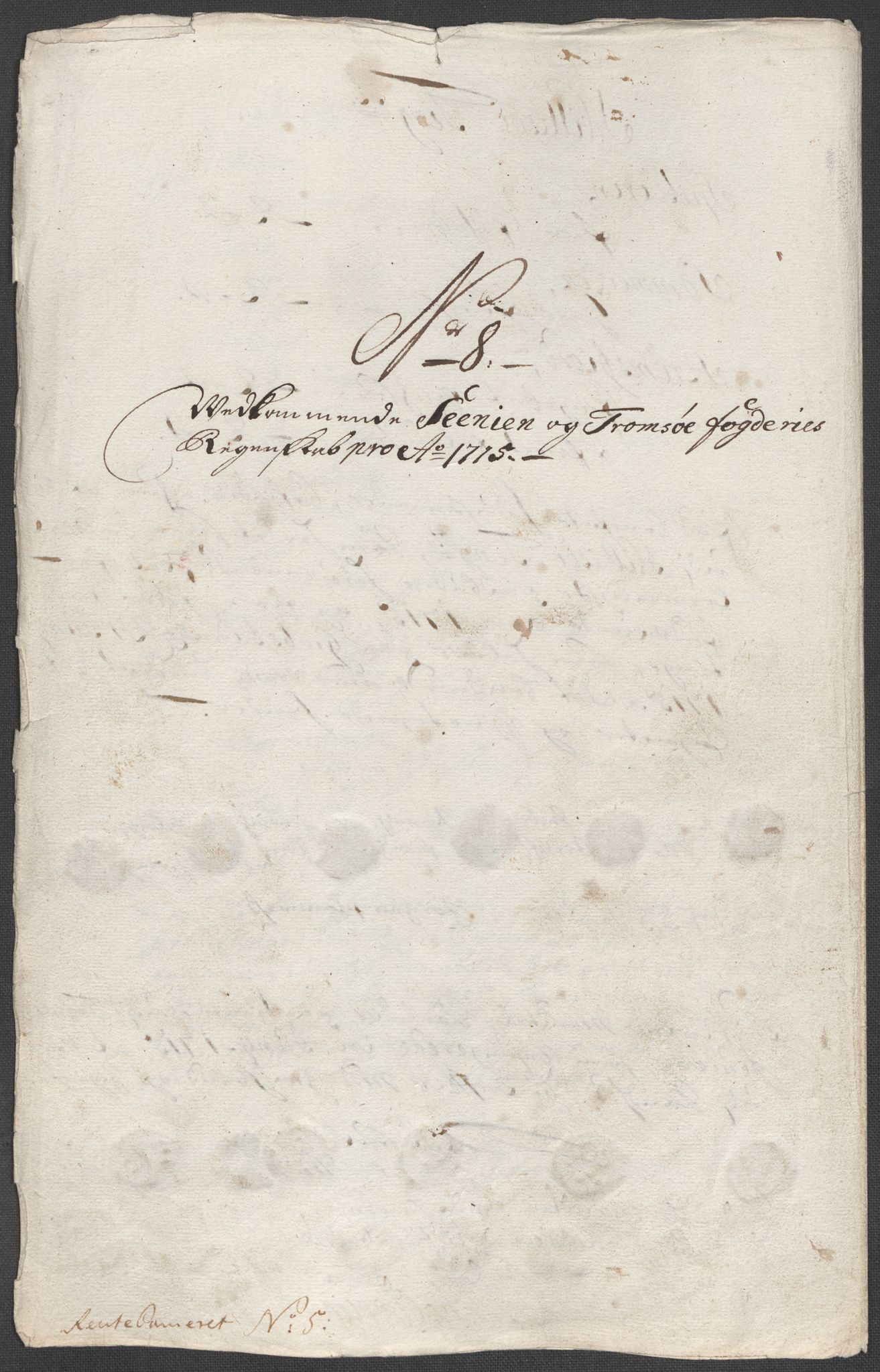 Rentekammeret inntil 1814, Reviderte regnskaper, Fogderegnskap, RA/EA-4092/R68/L4761: Fogderegnskap Senja og Troms, 1715, p. 93