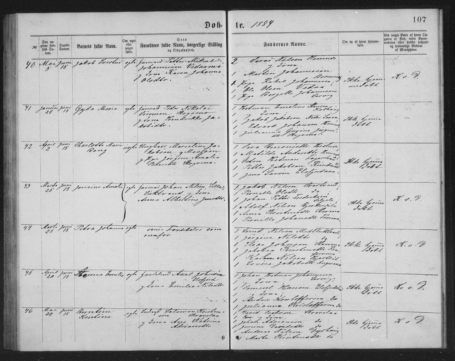 Ministerialprotokoller, klokkerbøker og fødselsregistre - Nordland, AV/SAT-A-1459/825/L0369: Parish register (copy) no. 825C06, 1873-1885, p. 107